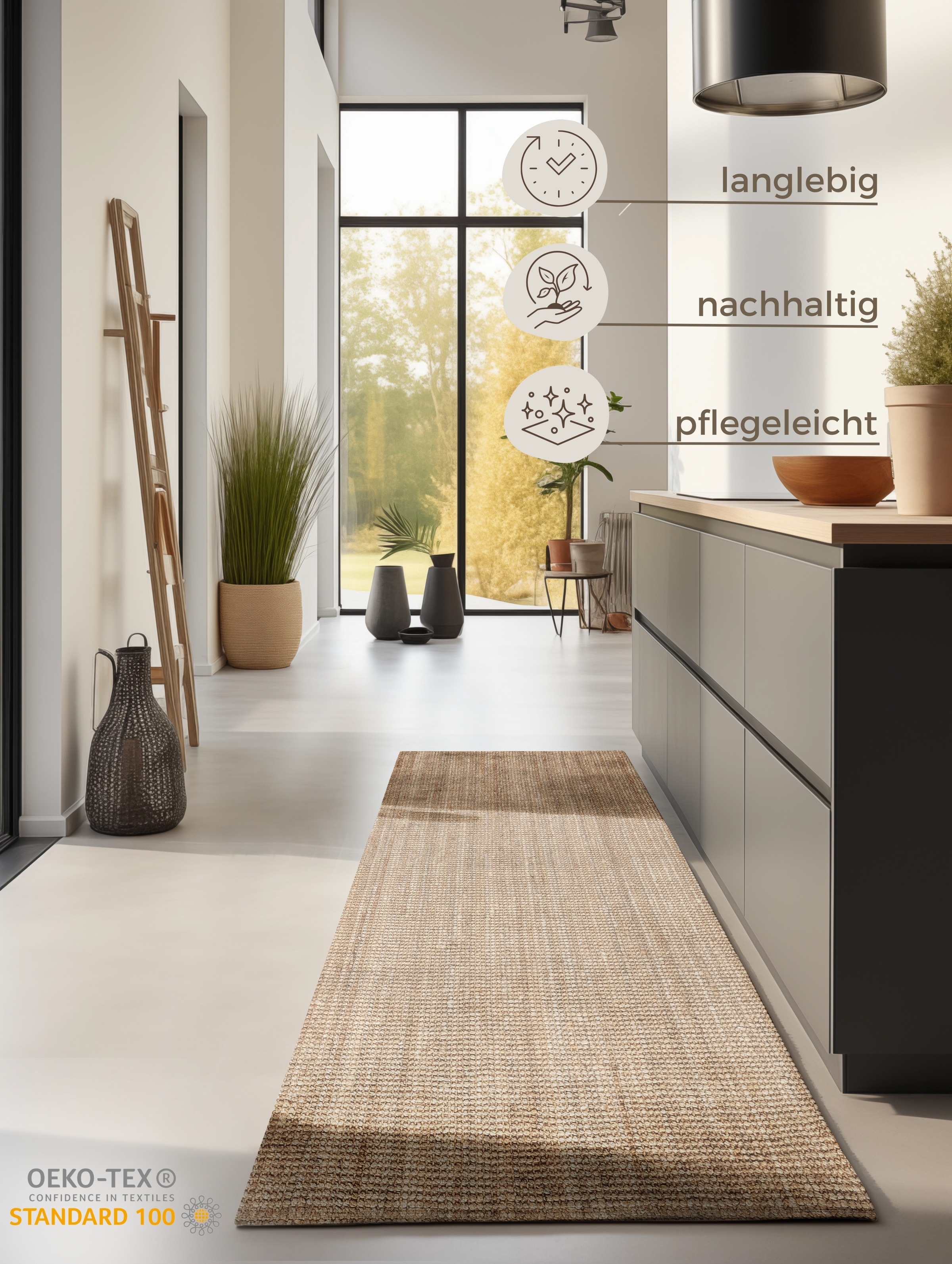 HANSE Home Teppich »Jaipur Juteteppich, als Läufer und in Rund«, rechteckig, 10 mm Höhe, 100% Naturfaser, Wohnzimmer, Esszimmer, Schlafzimmer, GRS