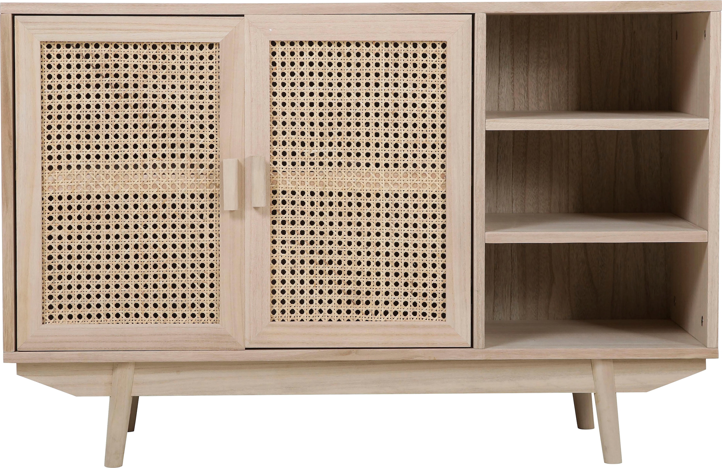 SalesFever Sideboard, Türfronten aus Rattangeflecht, Wiener Geflecht