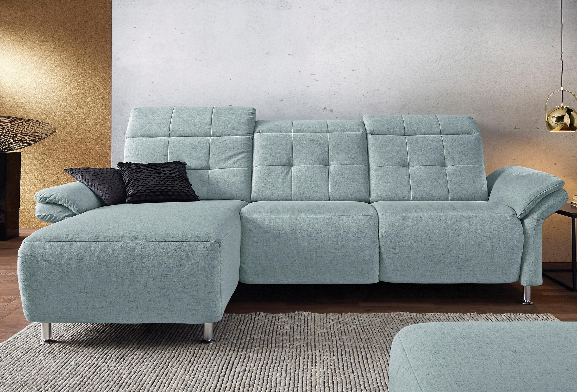 Places of Style Ecksofa »Manhattan L-Form«, 2 Sitze mit elektrischer Relaxfunktion, verstellbare Armlehnen