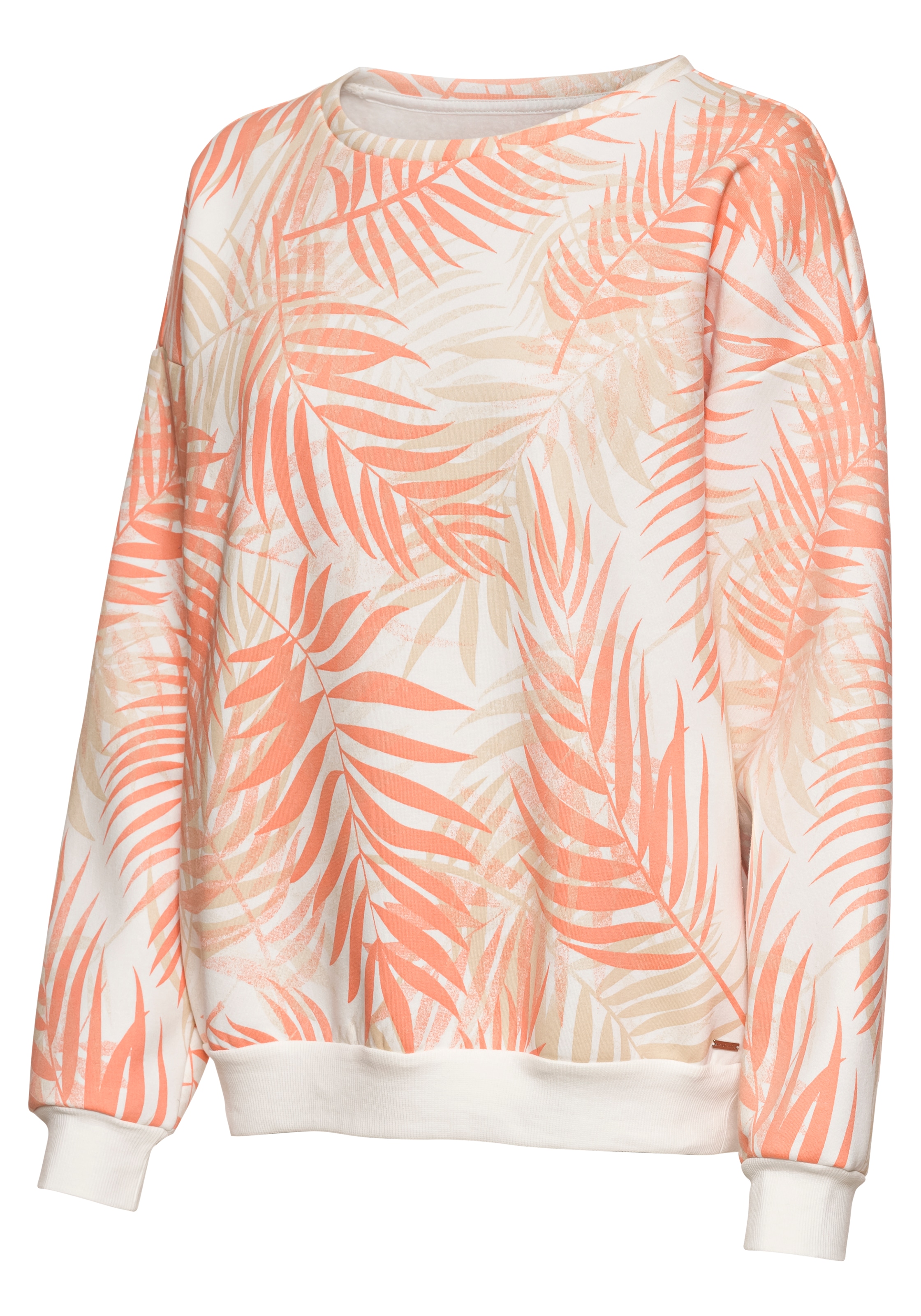 LASCANA Sweater »-Loungeshirt«, mit Allover-Blätterdruck, Loungewear