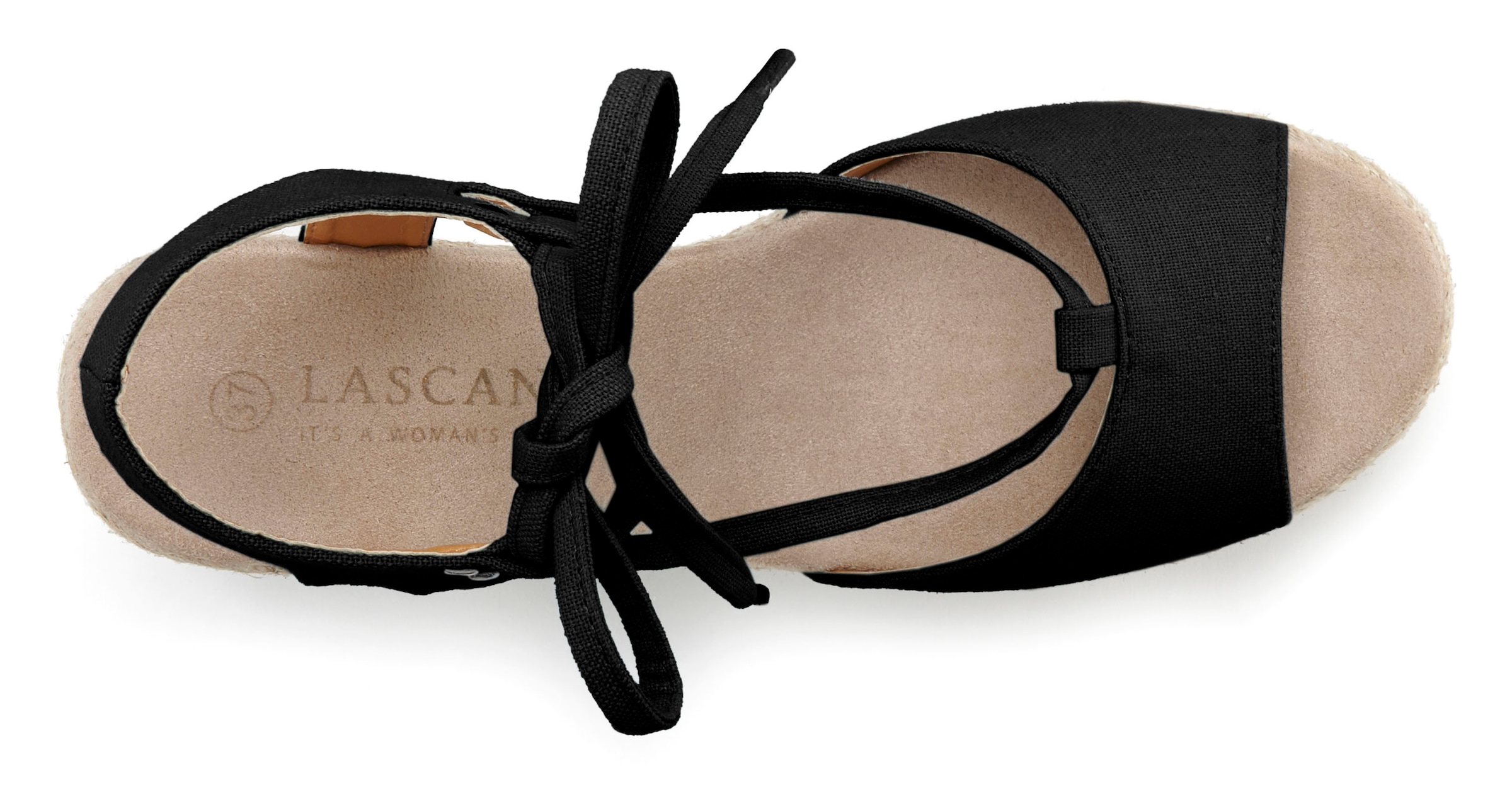 LASCANA Keilsandalette »Sommerschuh«, Sandalette, Sandale mit Keilabsatz, Bast-Optik & Schnürung VEGAN