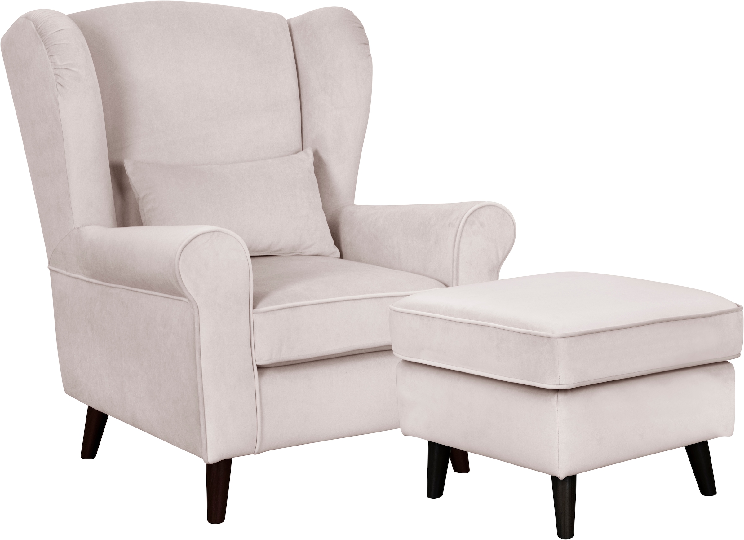 Home affaire Sessel »Ohrensessel CHISTELLE, wahlweise mit Polsterhocker«, mit Wellenunterfederung, Masse: B/T/H: 81/87/99 cm