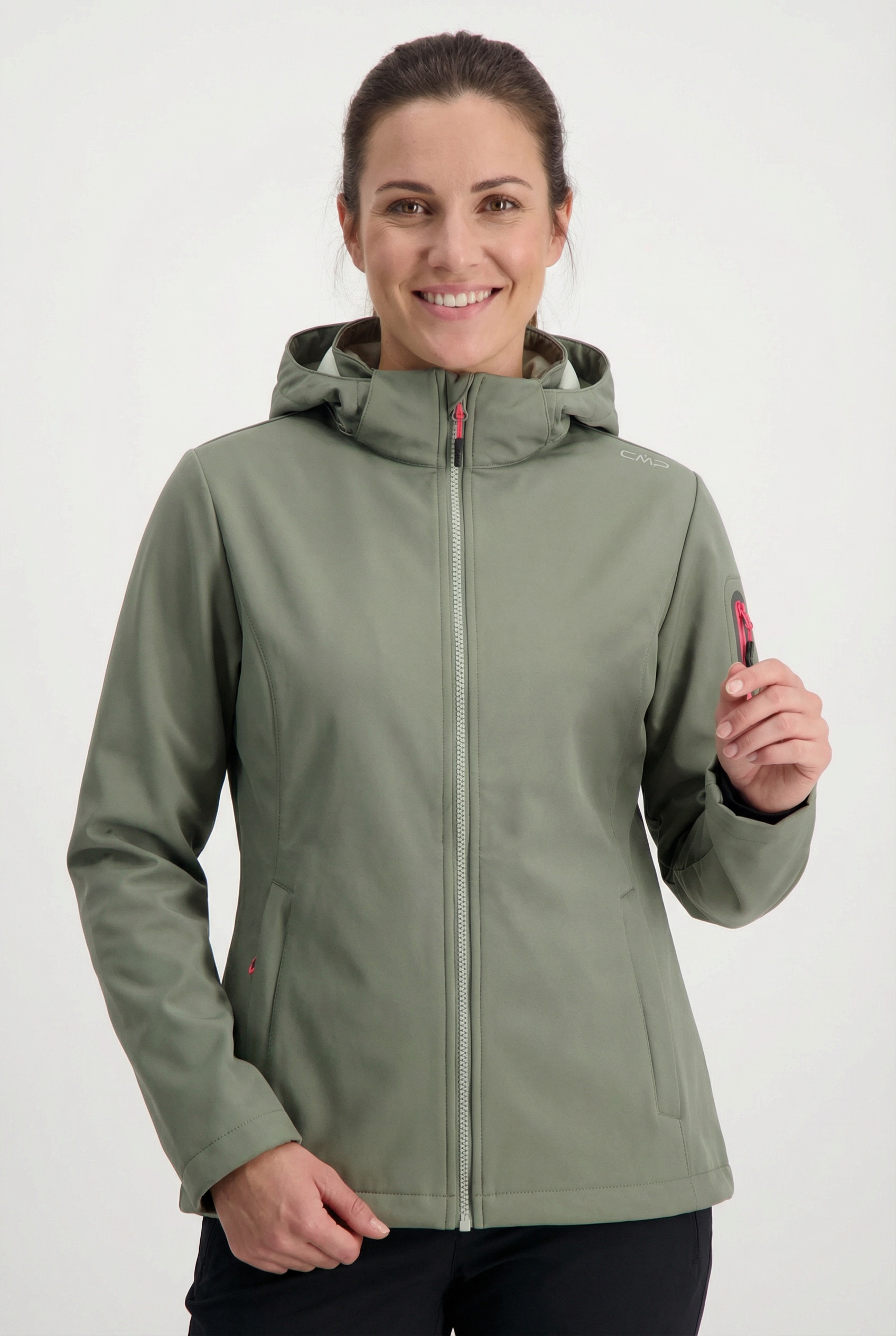 Cmp Damen Avocado Softshelljacke "Woman Jacket Det Hood" Mit Kapuze Mit Kapuze, Atmungsaktiv, Windabweisend, Wasserabweisend