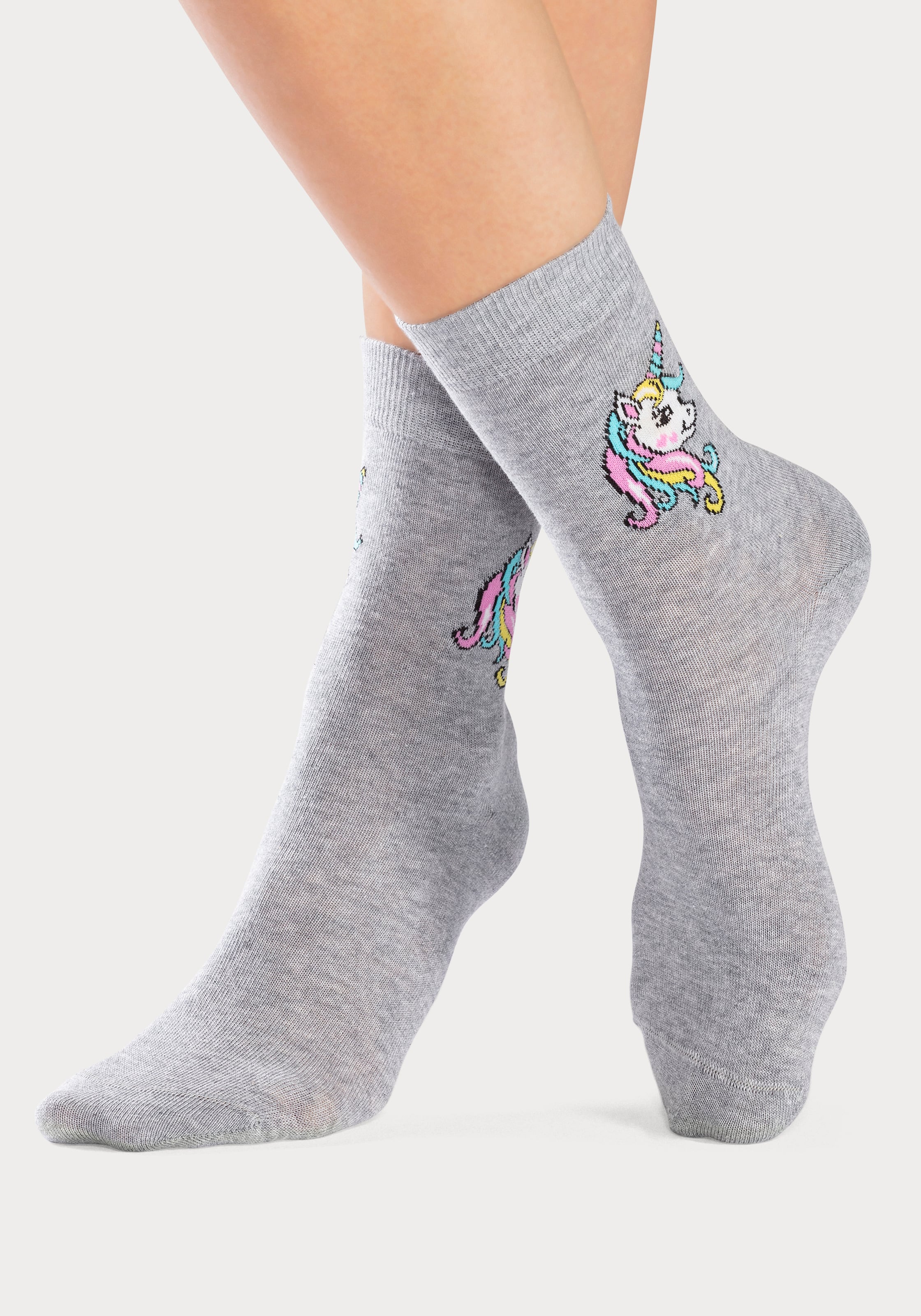 H.I.S Basicsocken, (4 Paar), mit Einhorn Motiven