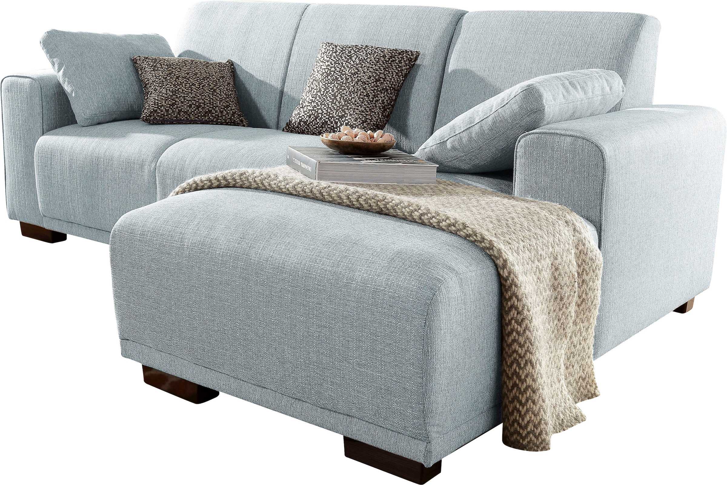 Home affaire Ecksofa »BORNHOLM L-Form mit Recamiere, Masse B/T/H: 234/162/85 cm«, Recamiere links oder rechts bestellbar, Wellenfederung, inkl. 2 Kissen