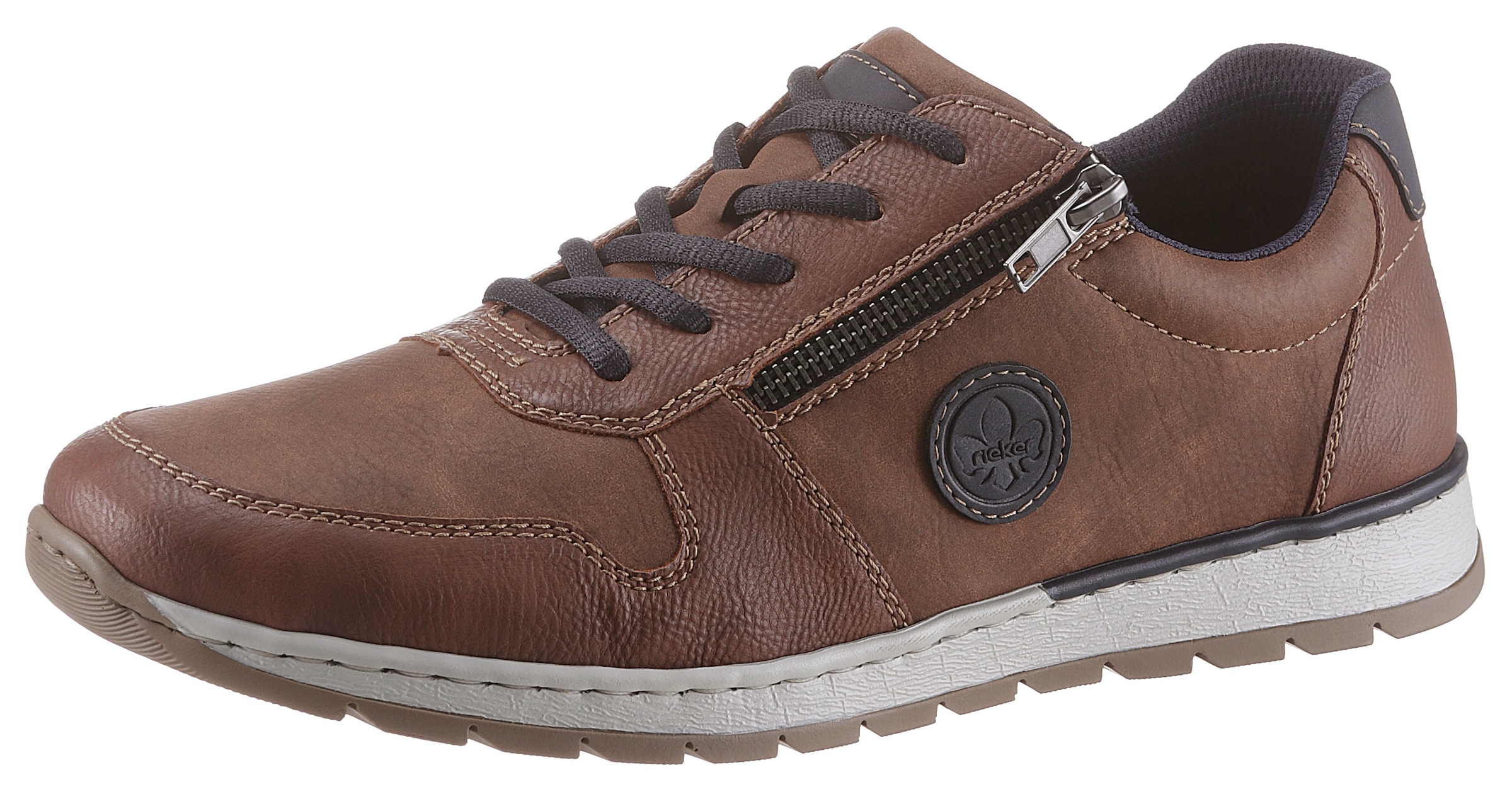 Rieker Schnürschuh mit seitlichem Reissverschluss, Freizeitschuh, Halbschuh, Schnürschuh