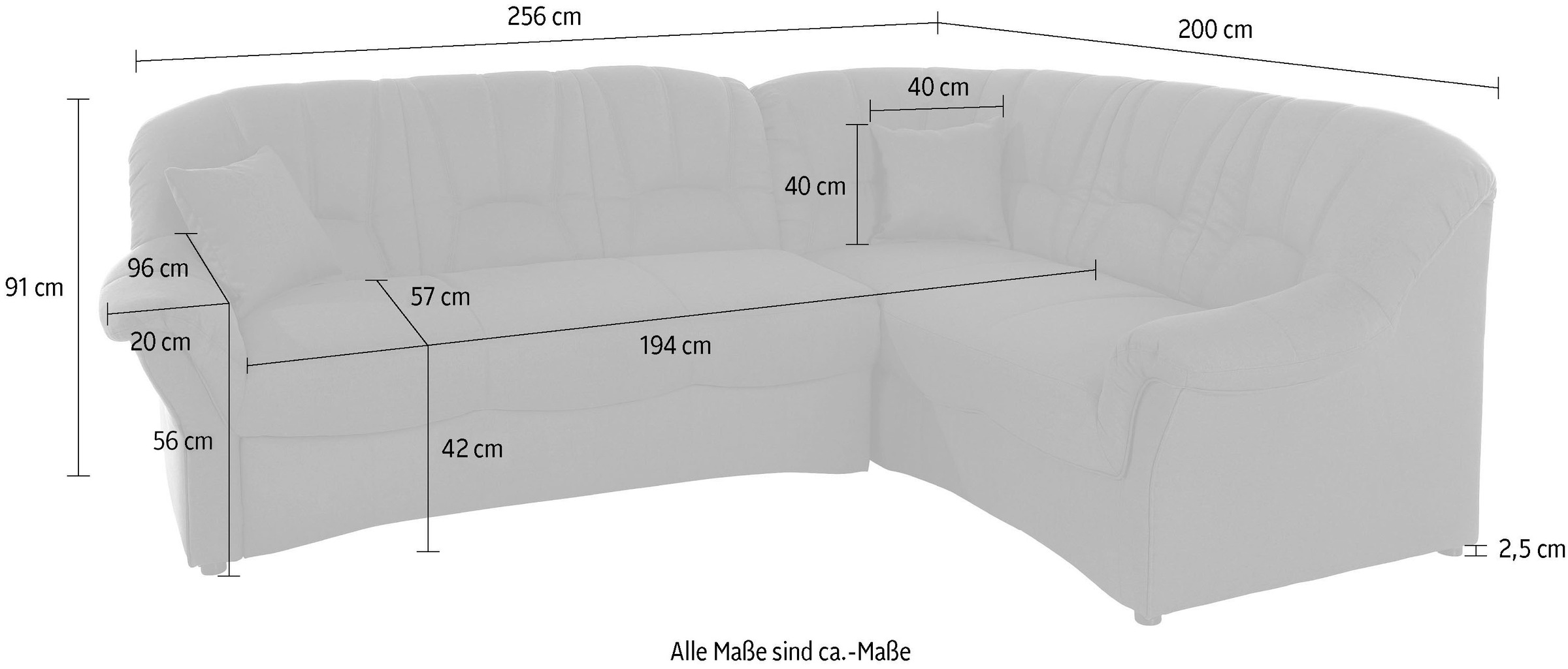DOMO collection Ecksofa »Bahia L-Form, B/T: 256/200 cm, belastbar bis 140kg/Sitz, mit Federkern«, Microfaser MELROSE®, mocca