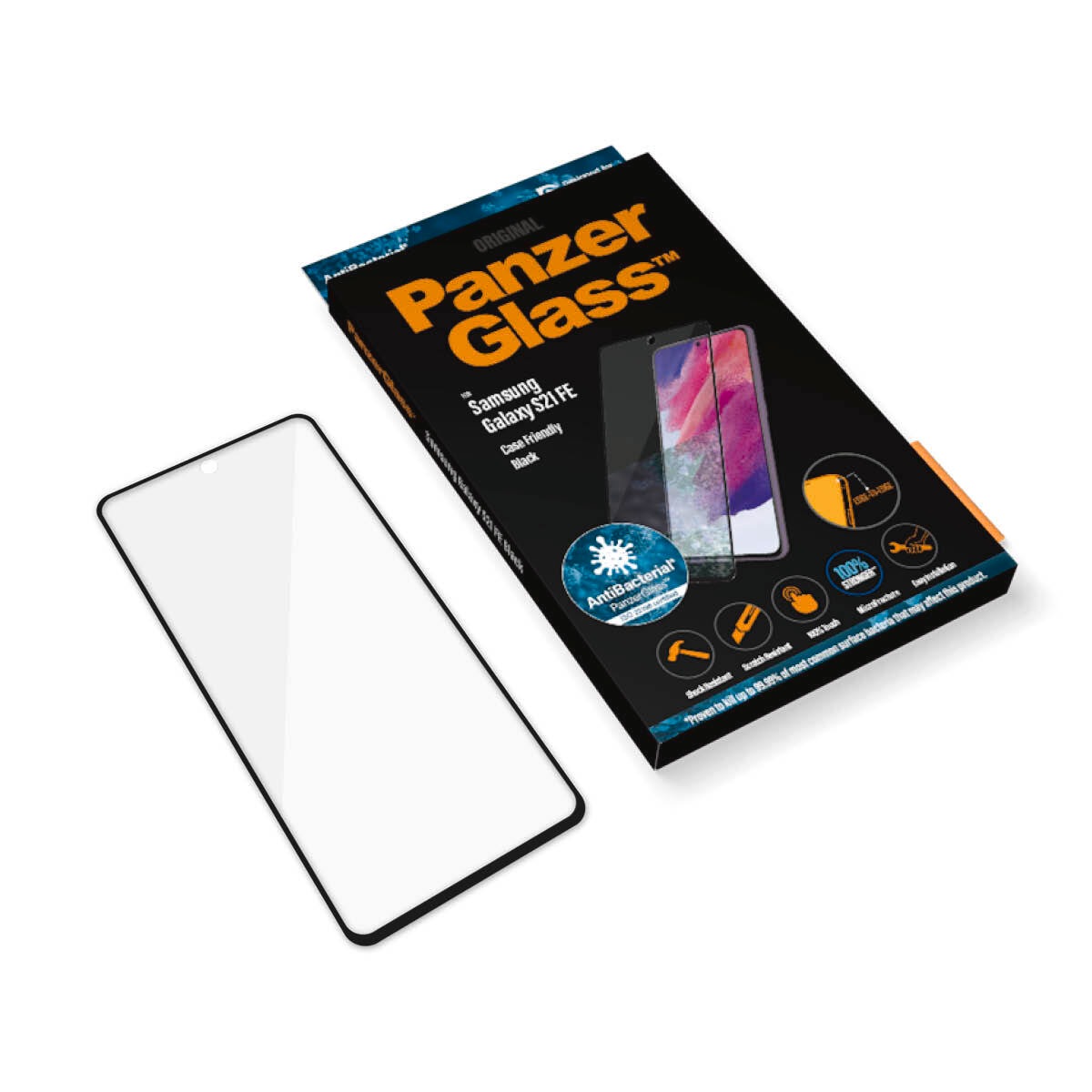 CARE by PanzerGlass Displayschutzglas »AntiBacterial Screen Protection«, für Samsung Galaxy S21 FE, Displayschutzfolie, Schutzfolie, Bildschirmschutz, kratz- & stossfest
