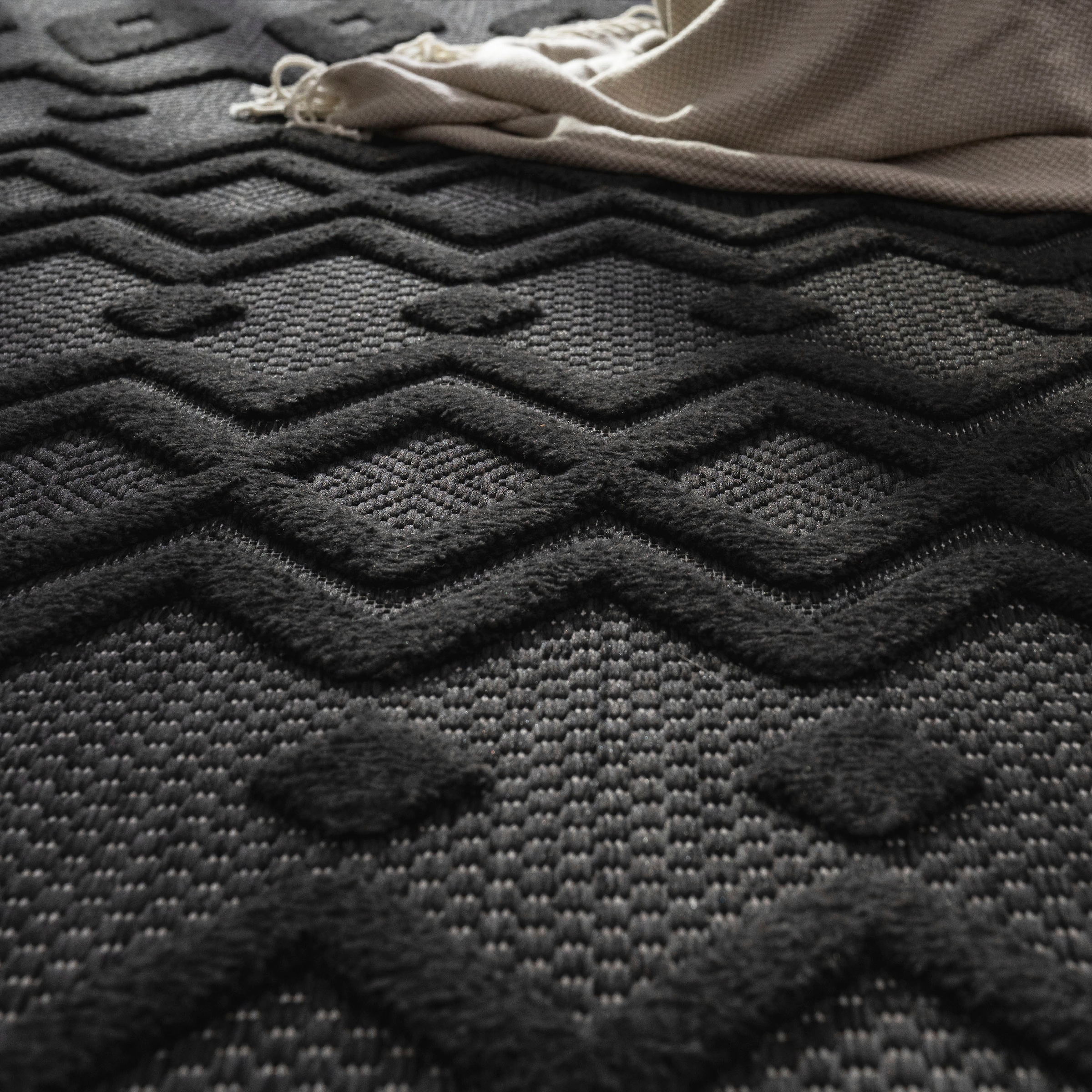 Paco Home Teppich »Livorno 671«, rechteckig, 14 mm Höhe, Uni-Farben, Scandi, Rauten Muster, Hoch-Tief Effekt, Outdoor geeignet