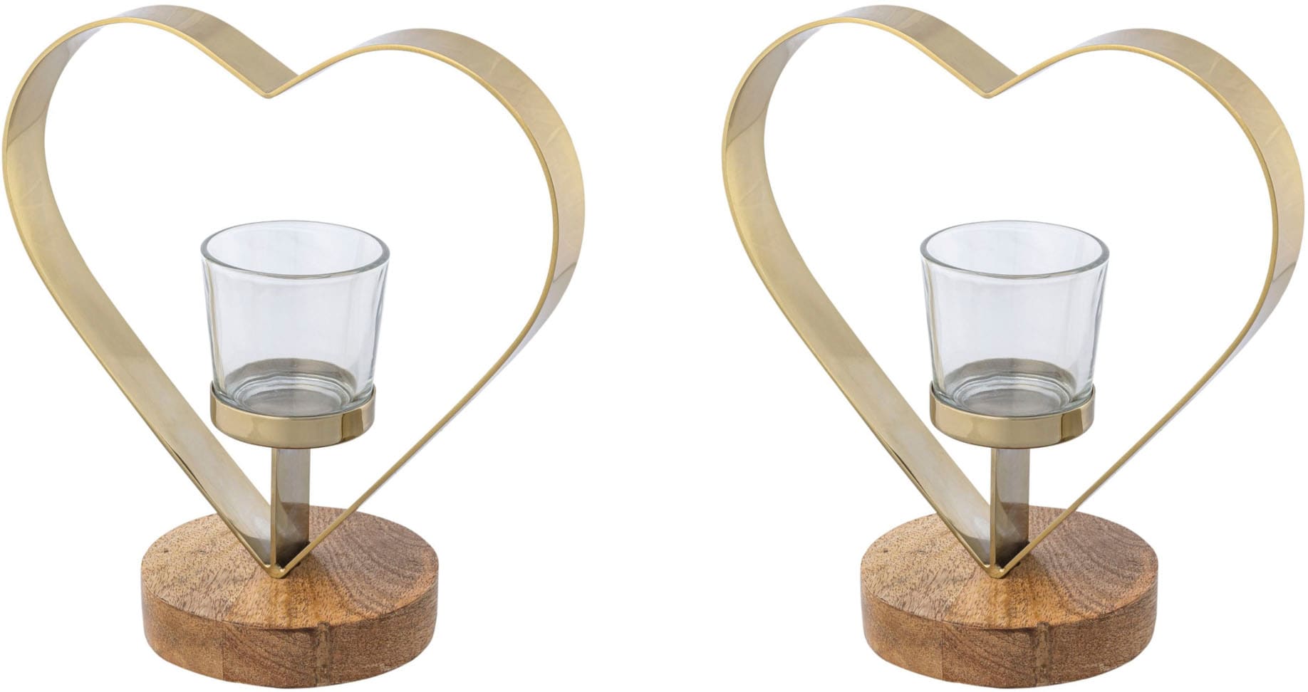 Creativ home Teelichthalter »Kerzenhalter Herz«, Glas Jelmoli-Versand und St.), shoppen | online (Set, Holz, aus 2 Edelstahl