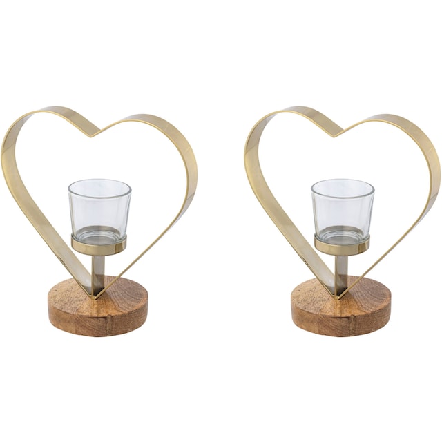 Creativ home Teelichthalter »Kerzenhalter Herz«, (Set, 2 St.), aus Holz,  Edelstahl und Glas online shoppen | Jelmoli-Versand