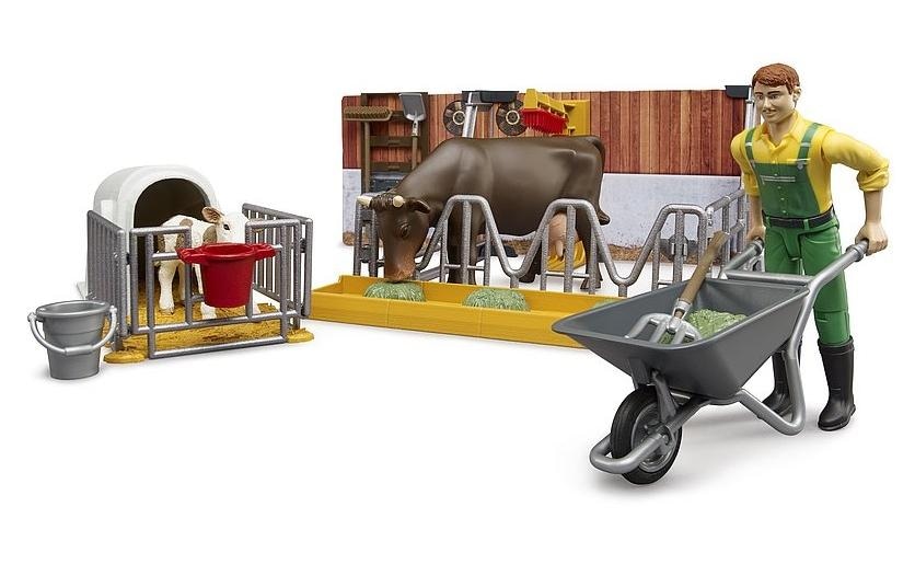 Bruder® Spielwelt »Kälberstall mit Landwirt«