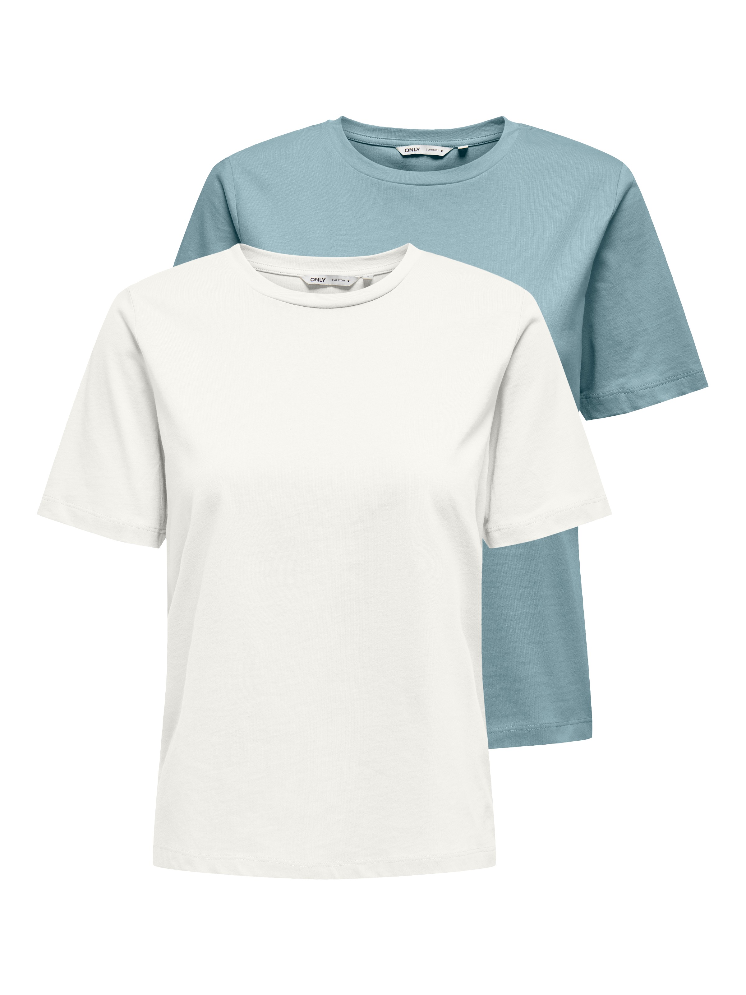 ONLY Kurzarmshirt »ONLONLY – Doppelpack T-Shirts für Alltag und Freizeit« Packung, 2 Stk. regular fit, Jersey, Baumwolle, Rundhals, unifarben