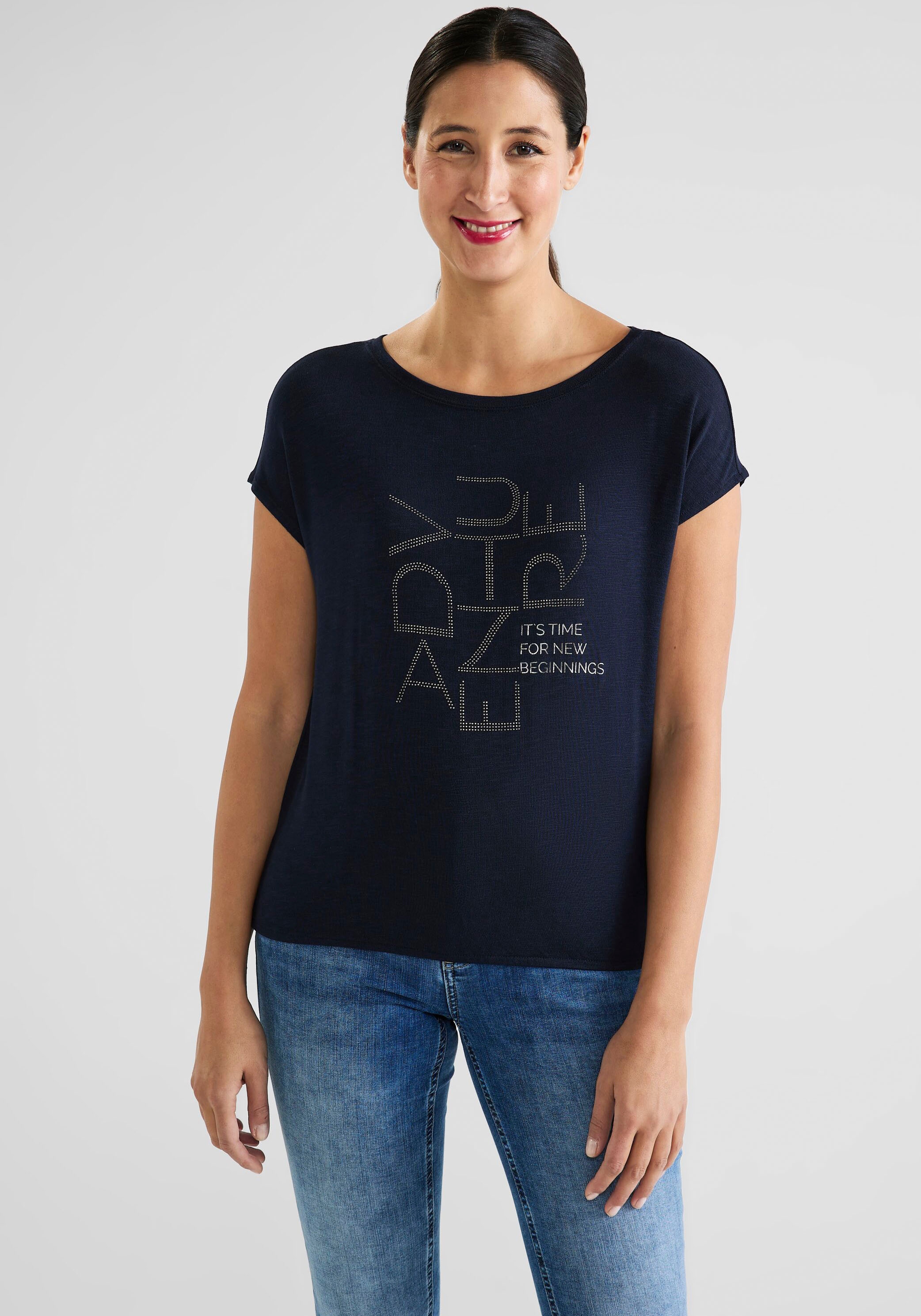 STREET ONE Shirttop, mit schimmerndem Steinchenwording online kaufen bei  Jelmoli-Versand Schweiz