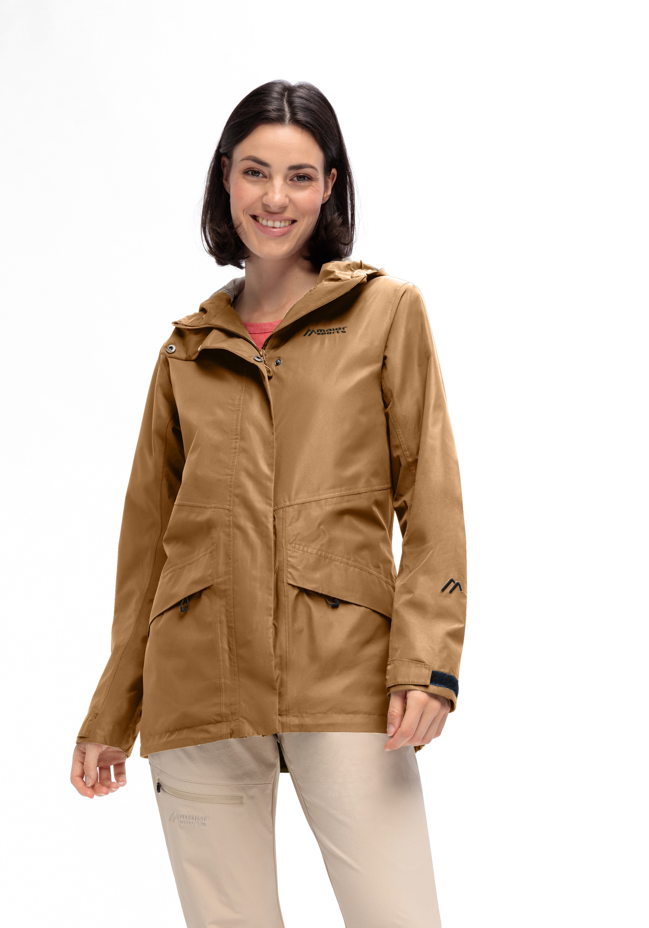Maier Sports Allwetterjacke »Da-Jacke mTEX Brocken Long W« 1 Stk. tlg. mit Kapuze für Sport, Outdoor und Freizeit, wasserdicht, winddicht