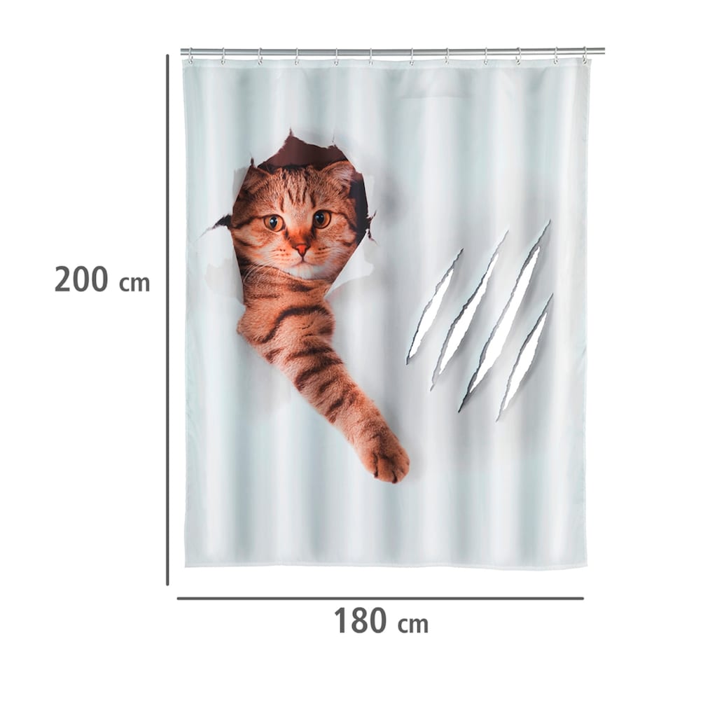 WENKO Duschvorhang »Cute Cat«, Höhe 200 cm, Polyester, waschbar