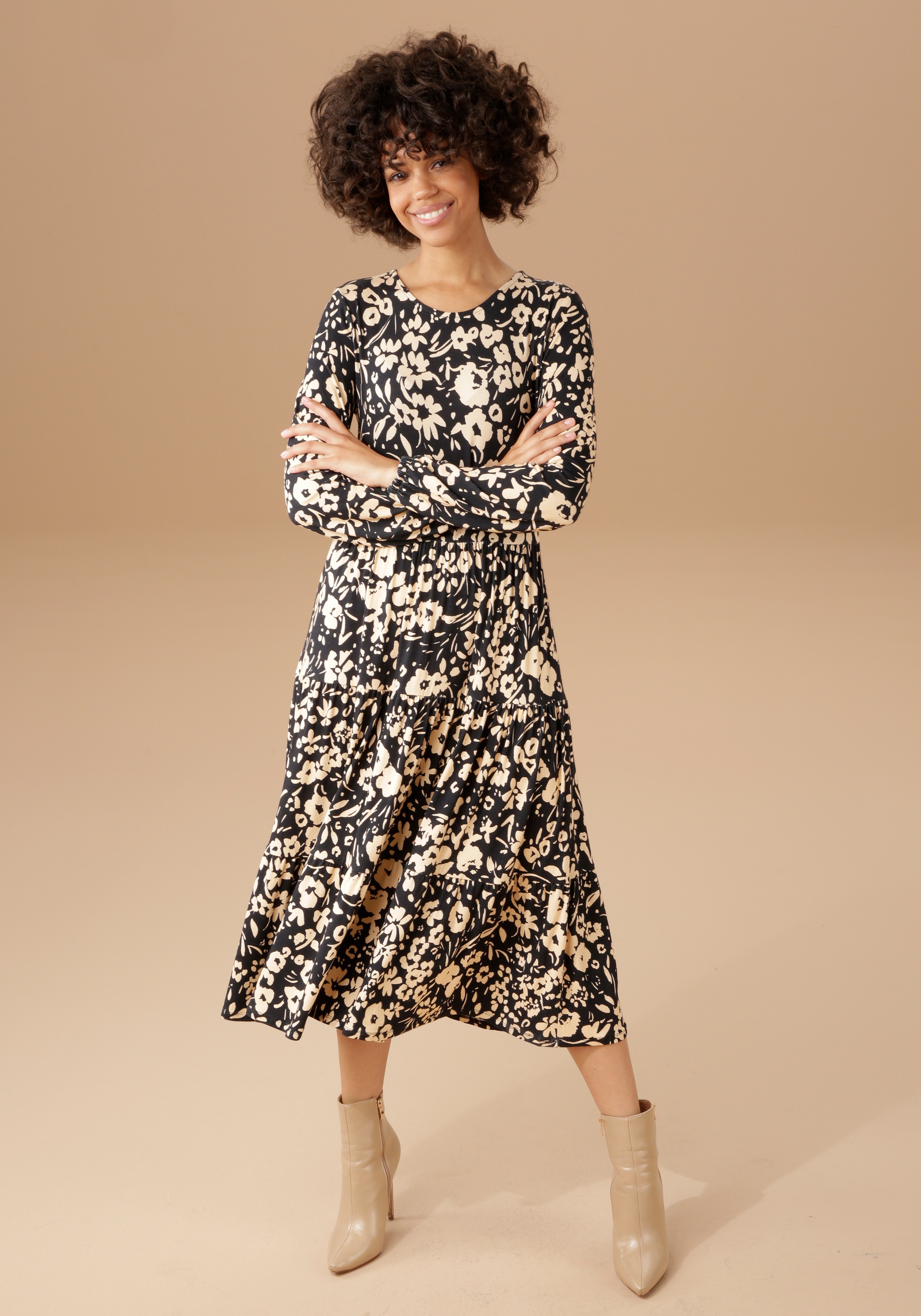 Aniston CASUAL Jerseykleid, mit abstraktem Blumendruck kaufen