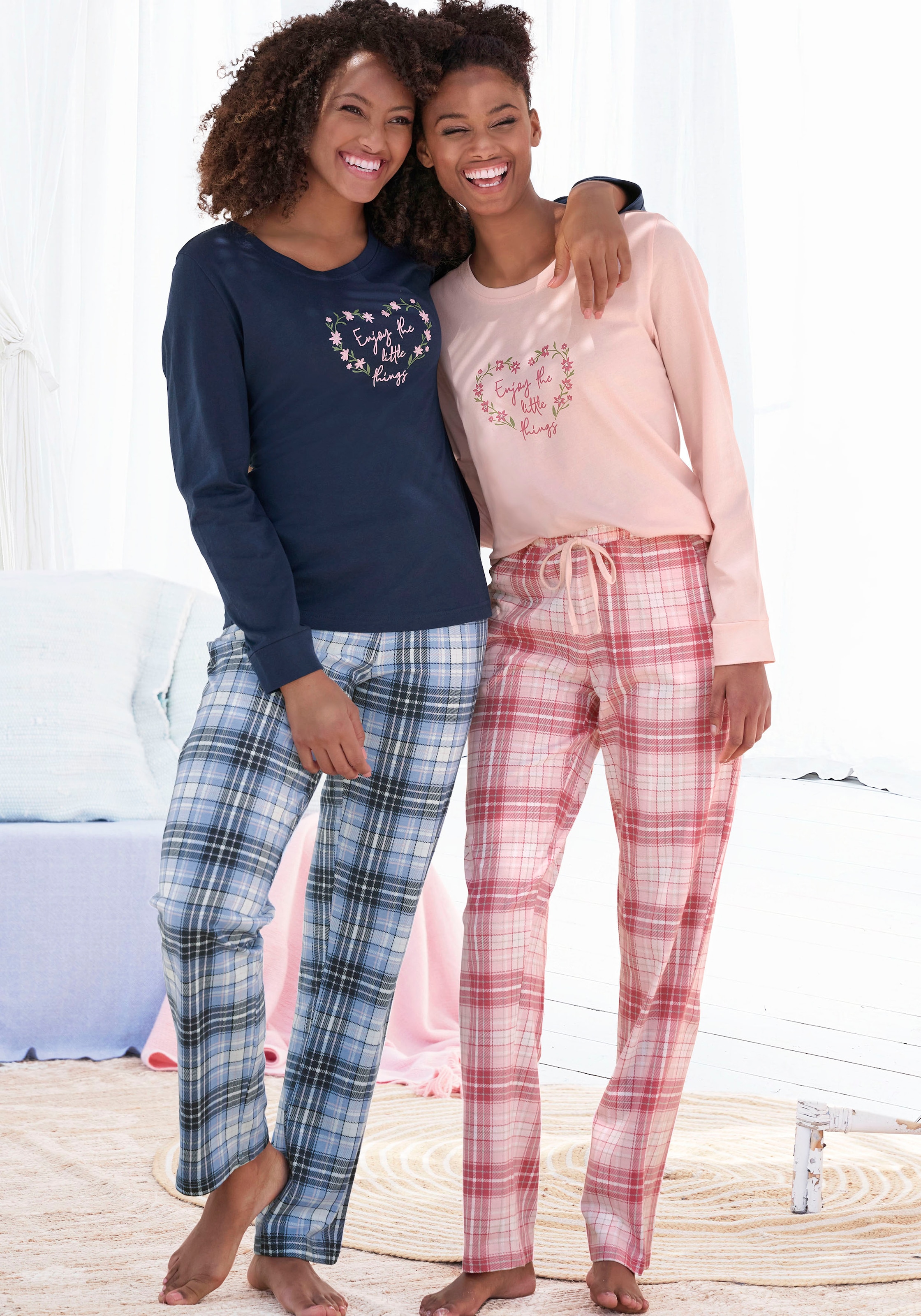 Vivance Dreams Pyjama, (Packung, bei und bestellen Blumendruck mit 4 2 Doppelpack online Schweiz Jelmoli-Versand im Stück), tlg., Karo
