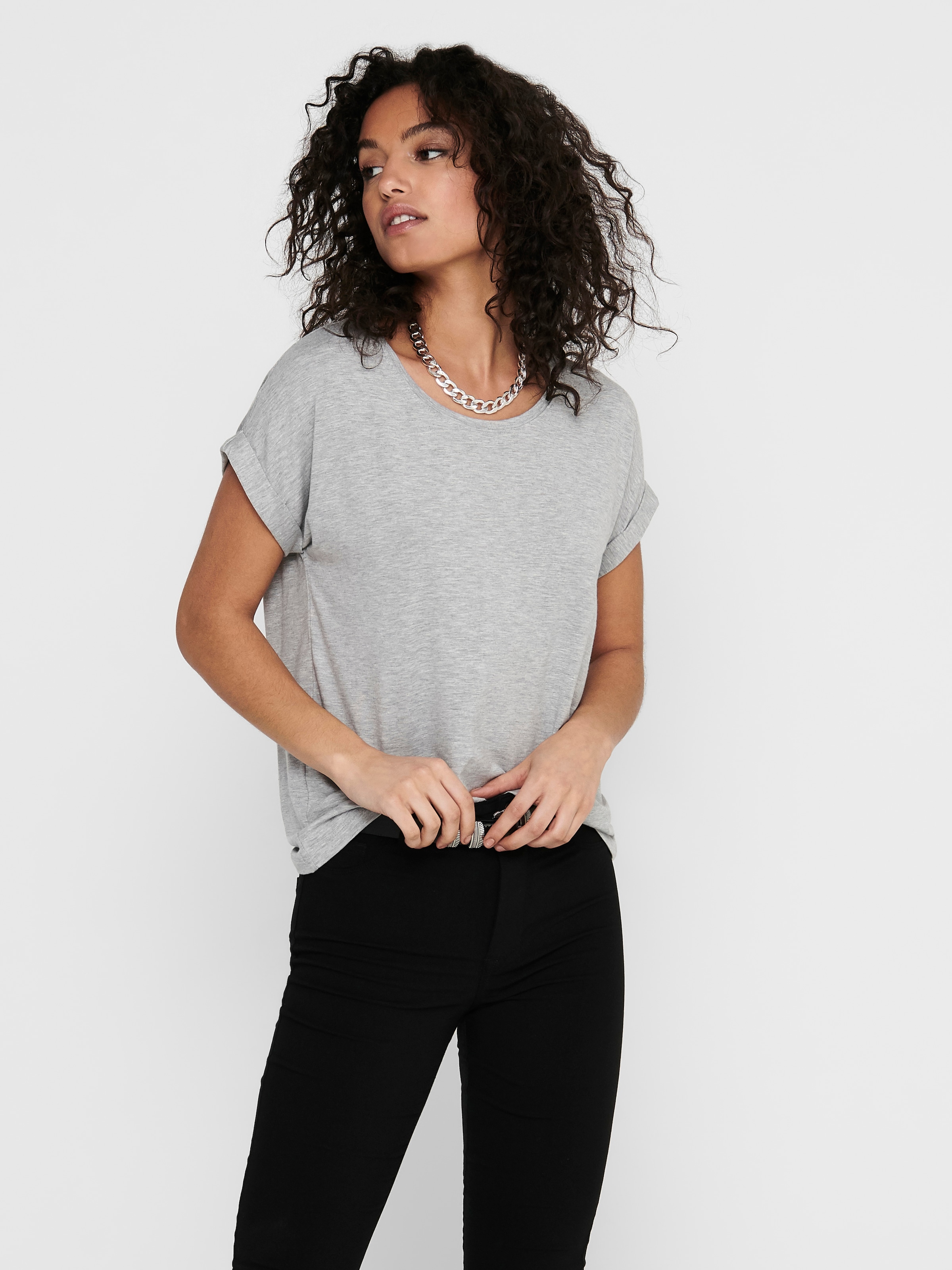 ONLY T-Shirt »ONLMOSTER – T-Shirt mit melierter Optik und elastischem Material« meliert, casual, lässig geschnitten, Viskosemischung, Rundhals