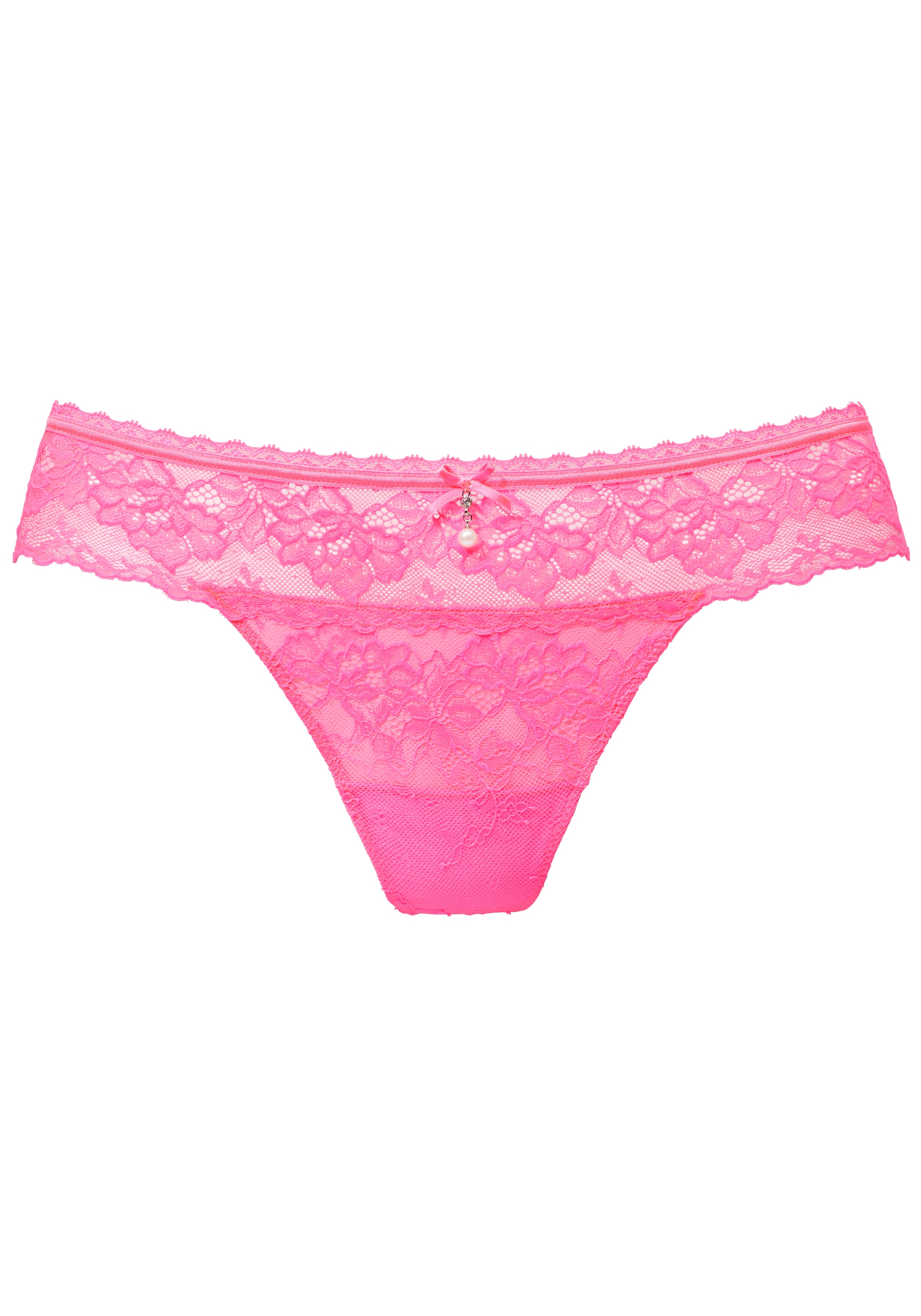 LASCANA String, rundum aus zarter Jacquardspitze mit edlem Schmuckaccessoire