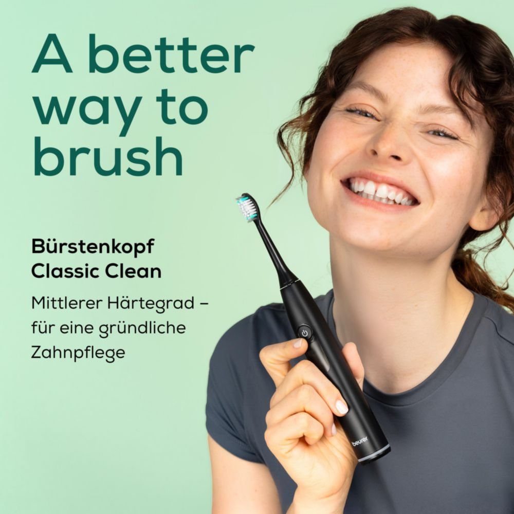 BEURER Aufsteckbürsten »SC Bürstenköpfe mit Indikatorborsten Classic Clean«, (4 Stück), Schalltechnologie für schonende und gründliche Zahnpflege