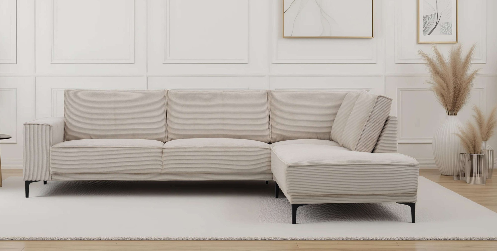 GOODproduct Ecksofa "OLAND Cord L-Form, B: 289 cm, Skandi-Design" Struktur, Flachgewebe, Luxus-Microfaser, Boucle