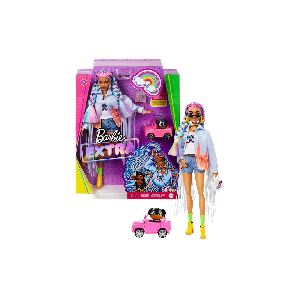 Barbie Spielfigur »Extra mit geflochtenem Regenbogen-Zopf«