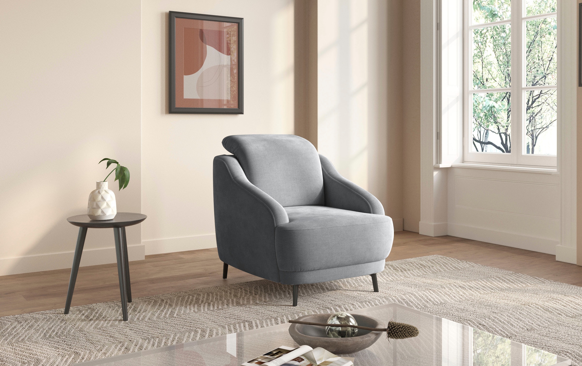 sit&more Sessel »Blues«, (1 St.), mit Metallfüssen, schwarz-matt