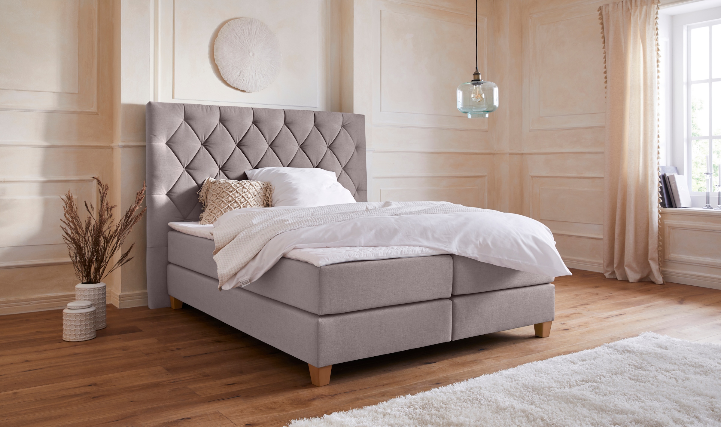 Home affaire Boxspringbett "Harmones hoch" in 3 Breiten, Härtegrad auch im Mix mit je 1 Matratze in H2 und H3