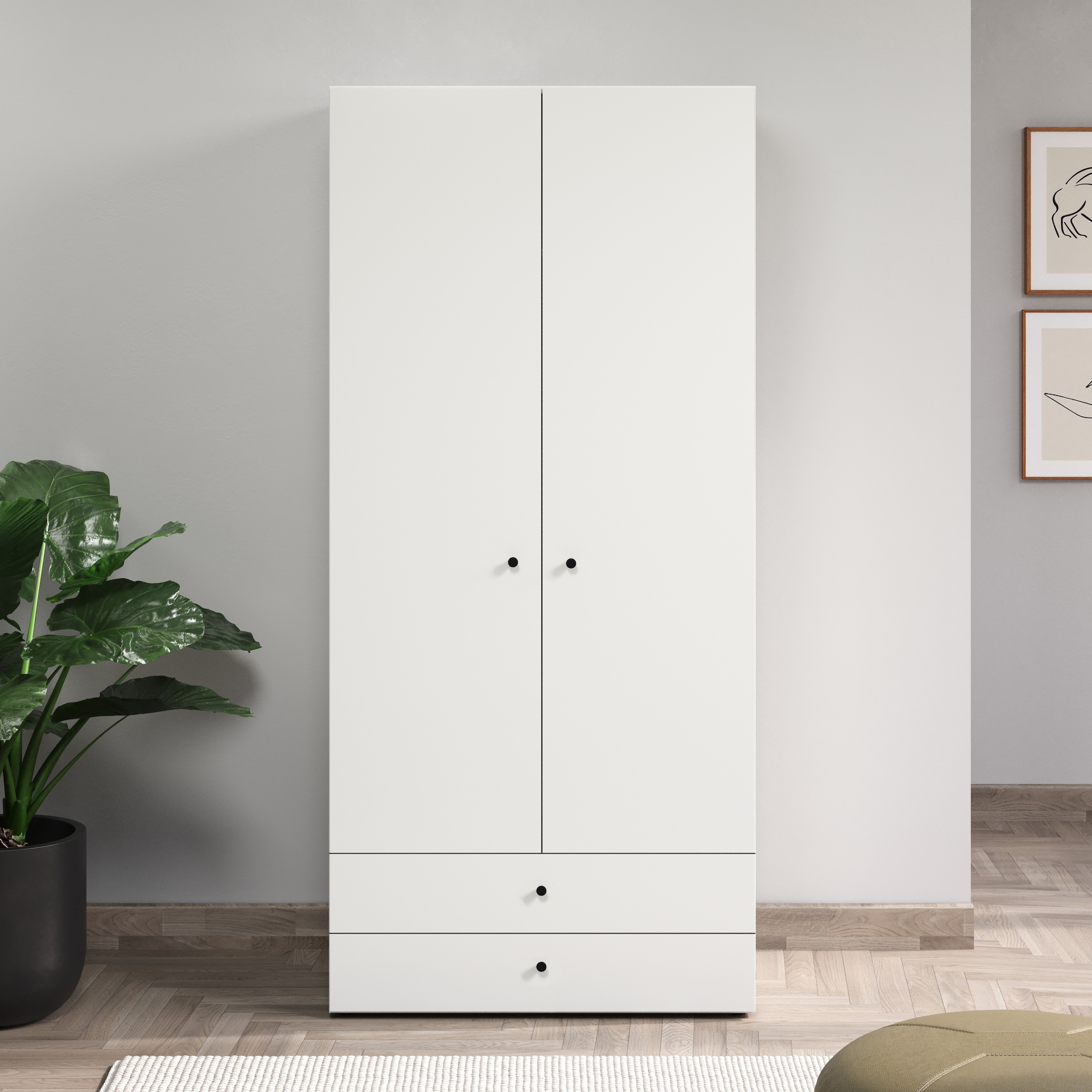 INOSIGN Kleiderschrank »Jersey Schlafzimmerschrank Garderobe Bestseller Schrank« Drehtürenschrank mit modernen Griffen Otto´s Choice, 1 Stk. tlg. Drehtürenschrank mit 2 Schubladen - (B/T/H) 81/51/176 cm