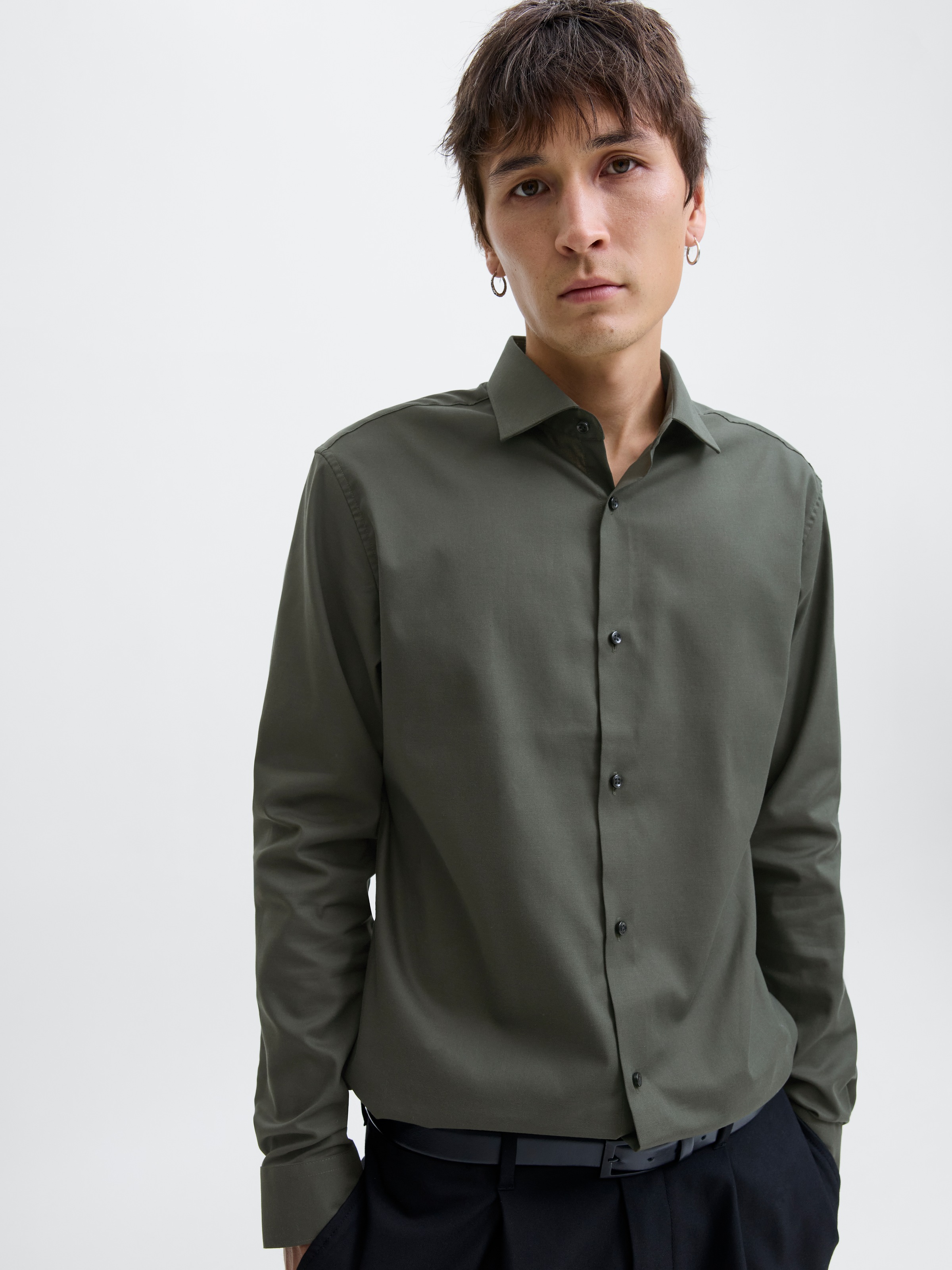 Jack & Jones Langarmhemd »JPRBLAPARKER Slim Fit Hemd, atmungsaktiv, ideal für den Alltag«, unifarben, modisch, slim fit, Baumwolle, Hemdkragen