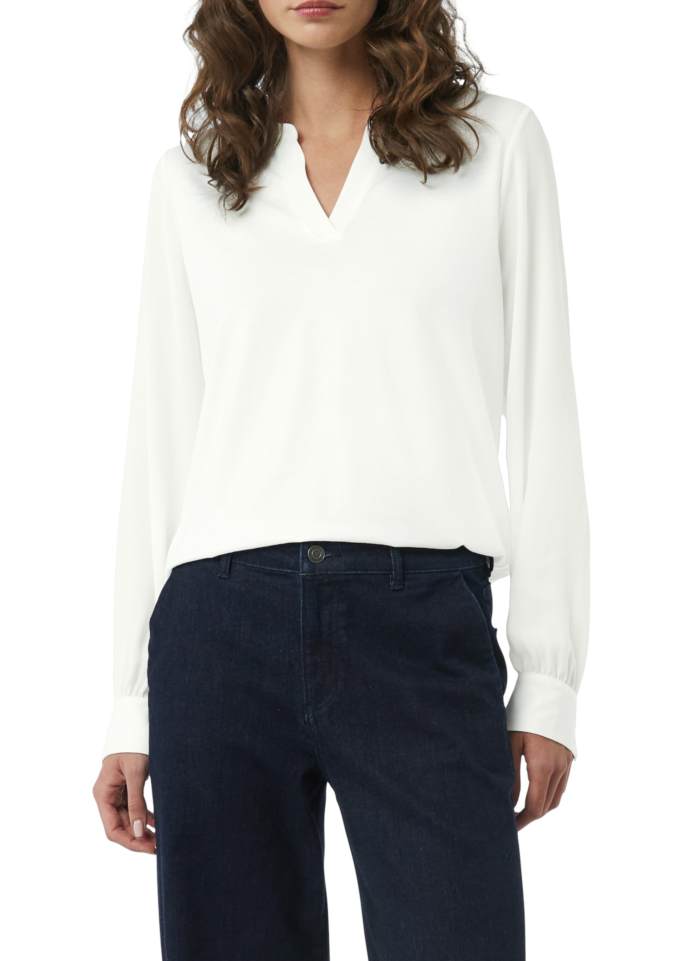Comma Blusenshirt mit geschlitztem Rundhals