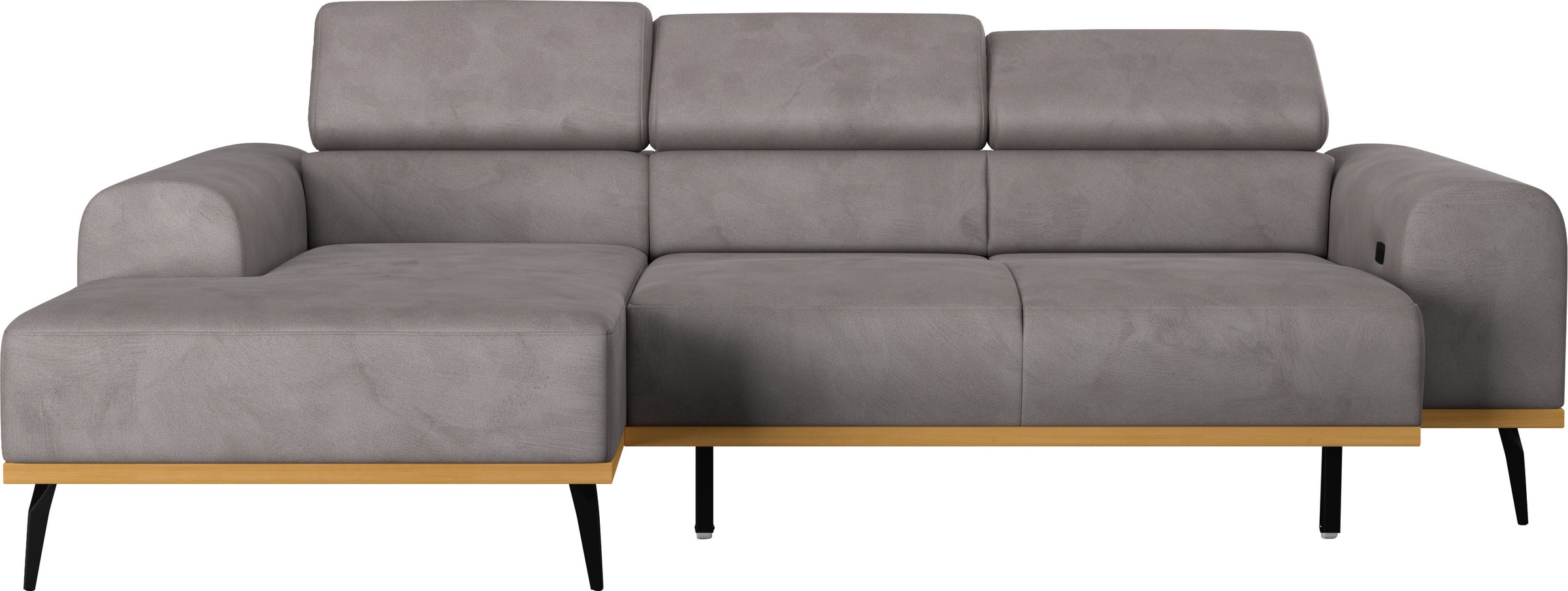 Places of Style Ecksofa »Carlo L-Form«, mit Kopfteilverstellung & Holz-Rahmenoptik, wahlweise Relaxfunktion