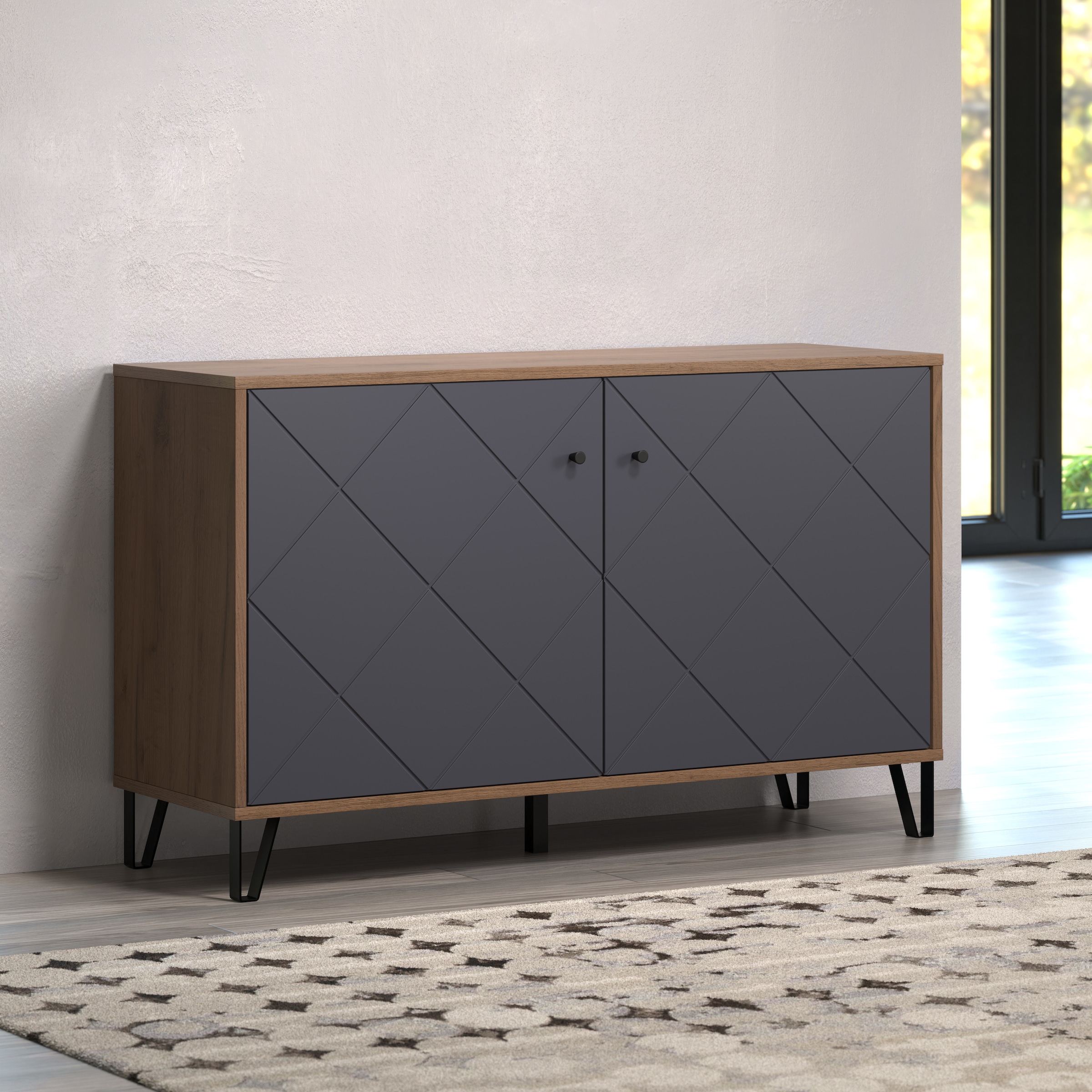 Places of Style Sideboard »Molveno«, (1 St.), aussergewöhnliches Design mit strukturierten Fronten, Soft-Close
