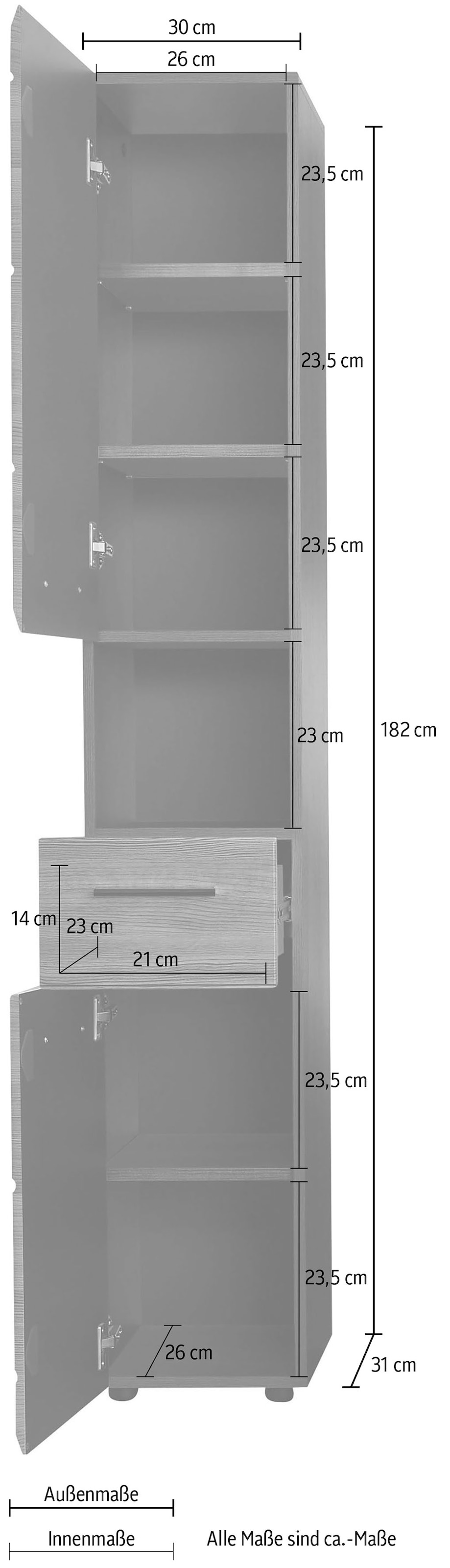 ❤ INOSIGN Hochschrank »Sovana«, Höhe 182 cm, Badezimmerschrank in Hochglanz-  oder Holzoptik entdecken im Jelmoli-Online Shop