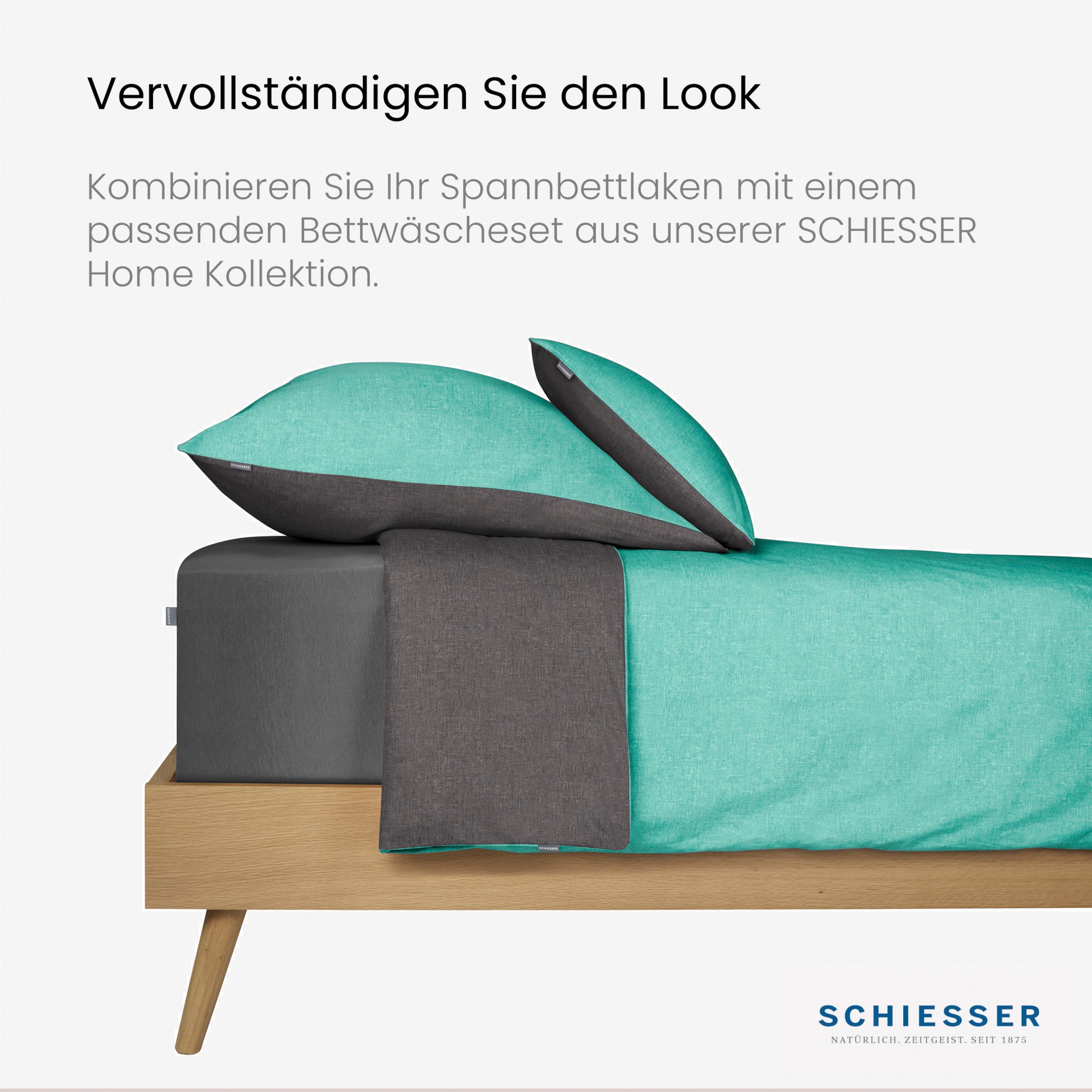 Schiesser Spannbettlaken »Elli aus 97% Baumwolle und 3% Elasthan«, für hohe Matratzen und Boxspringbetten, MADE IN GREEN by OEKO-TEX®