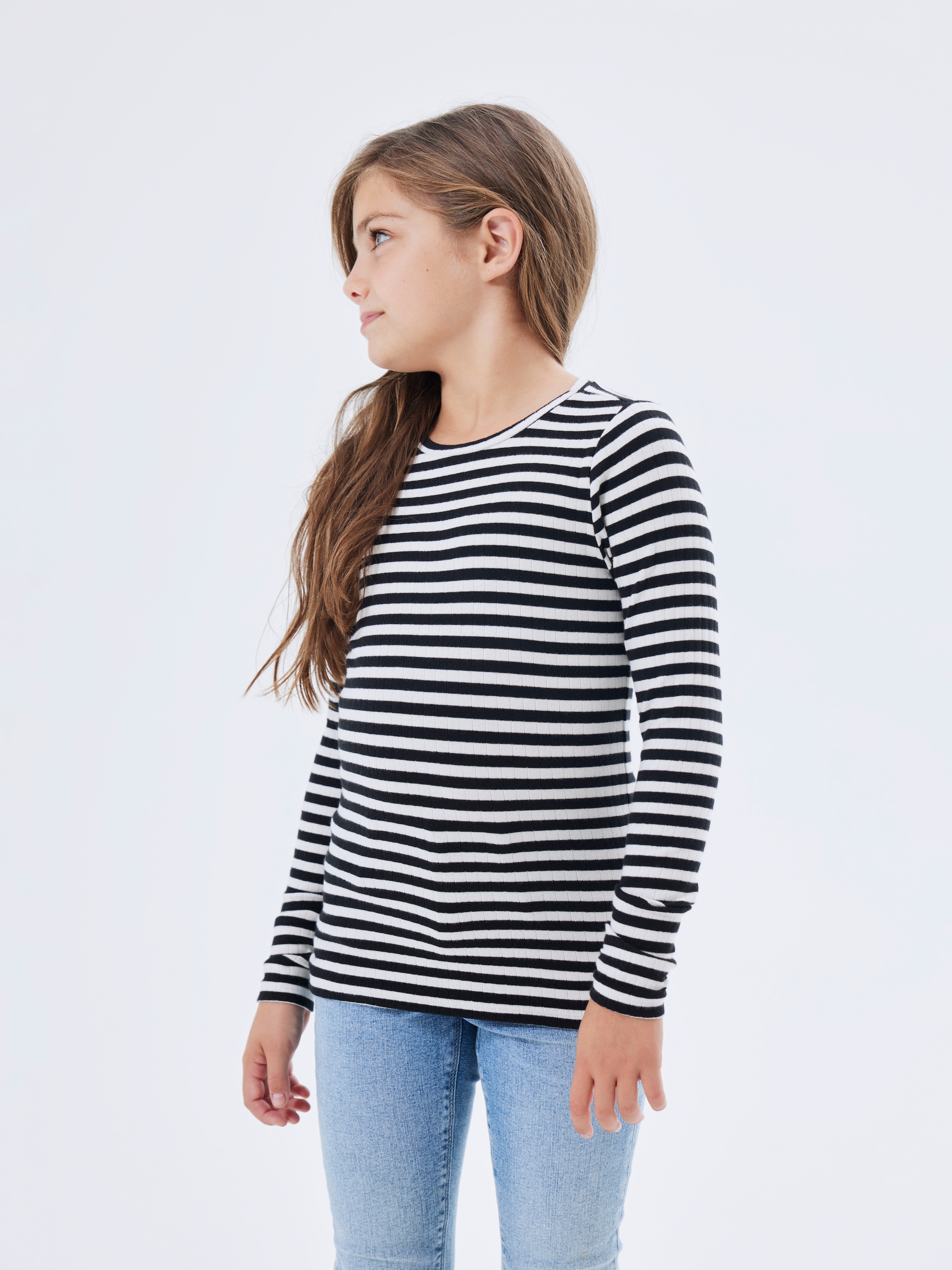 Name It Langarmshirt »NKFSURAJA XSL LS TOP NOOS« toller Ringel-Look in gerippter Qualität