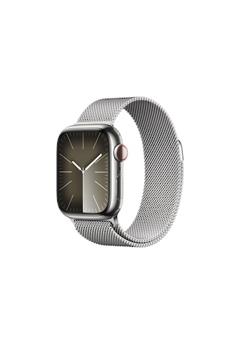 Smartwatch »Series 9, GPS + Cellular, Edelstahl-Gehäuse mit Milanaise Armband«, (Watch...