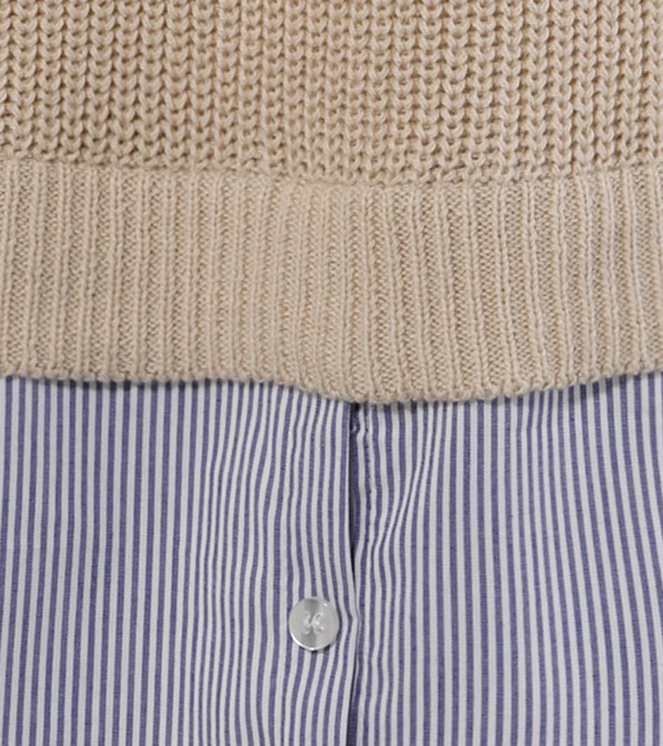 Aniston CASUAL Strickpullover, mit gestreiftem Bluseneinsatz am Saum