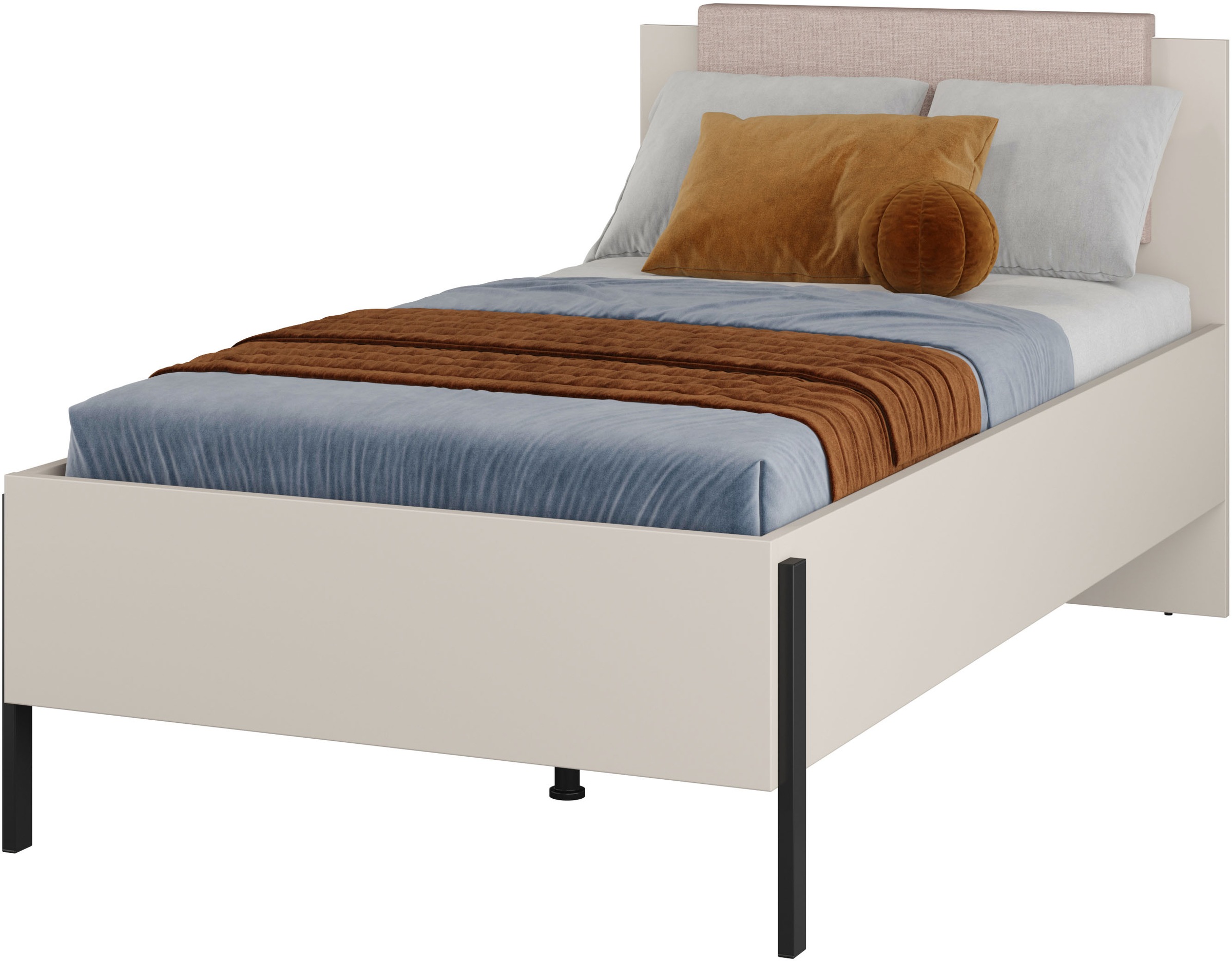GOODproduct Bett »Jukon, mit gepolstertem Kopfteil, Füsse aus Metall, modernes Design« 3 Breiten:100cm, 160cm und 180cm, in drei Grössen, perfekt auch als Jugendbett