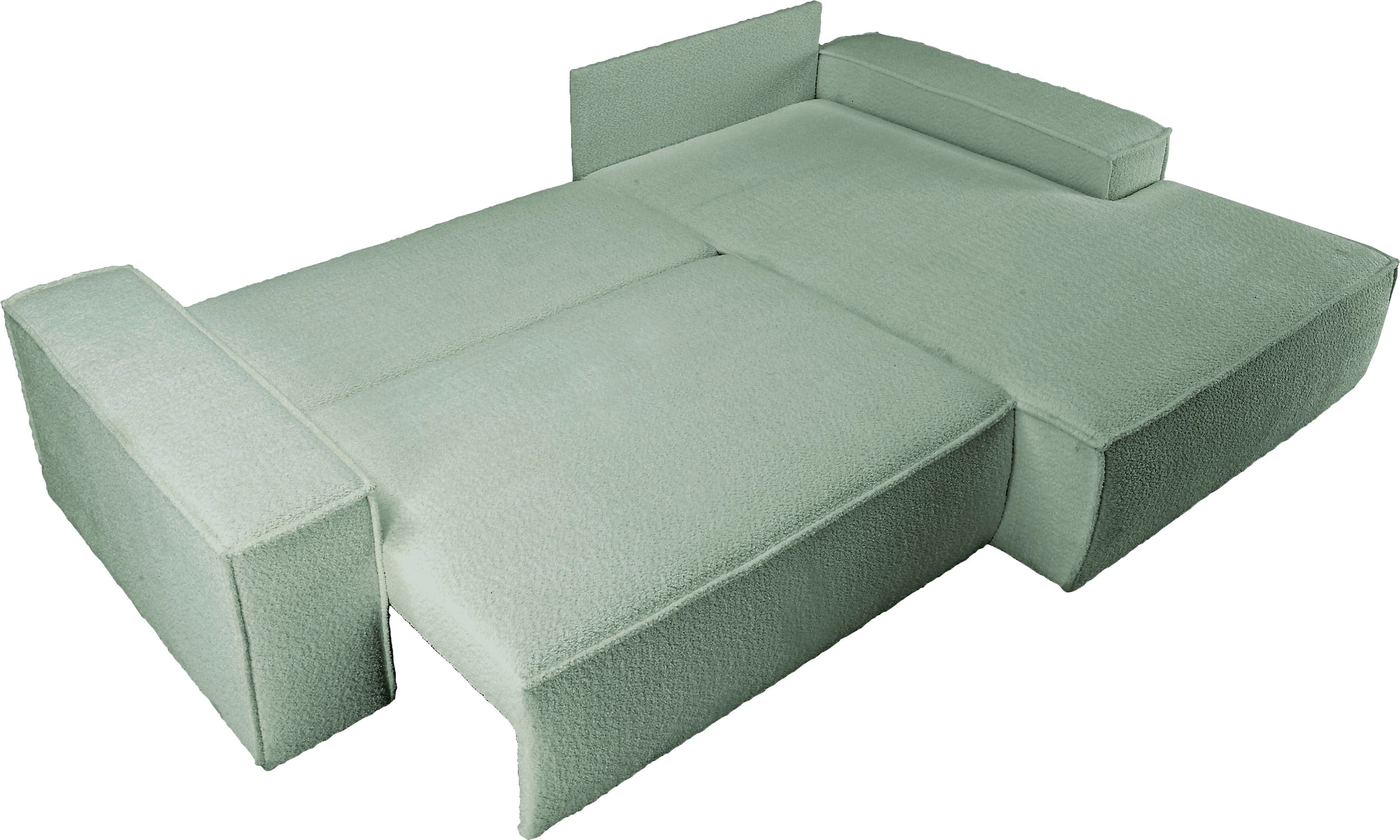 andas Ecksofa »Finnley Schlafsofa 267 cm in Bouclé, Struktur fein u. Cord, L-Form,«, Schlaffunktion m. Bettkasten (136/210 cm), Bouclé, Struktur und Cord