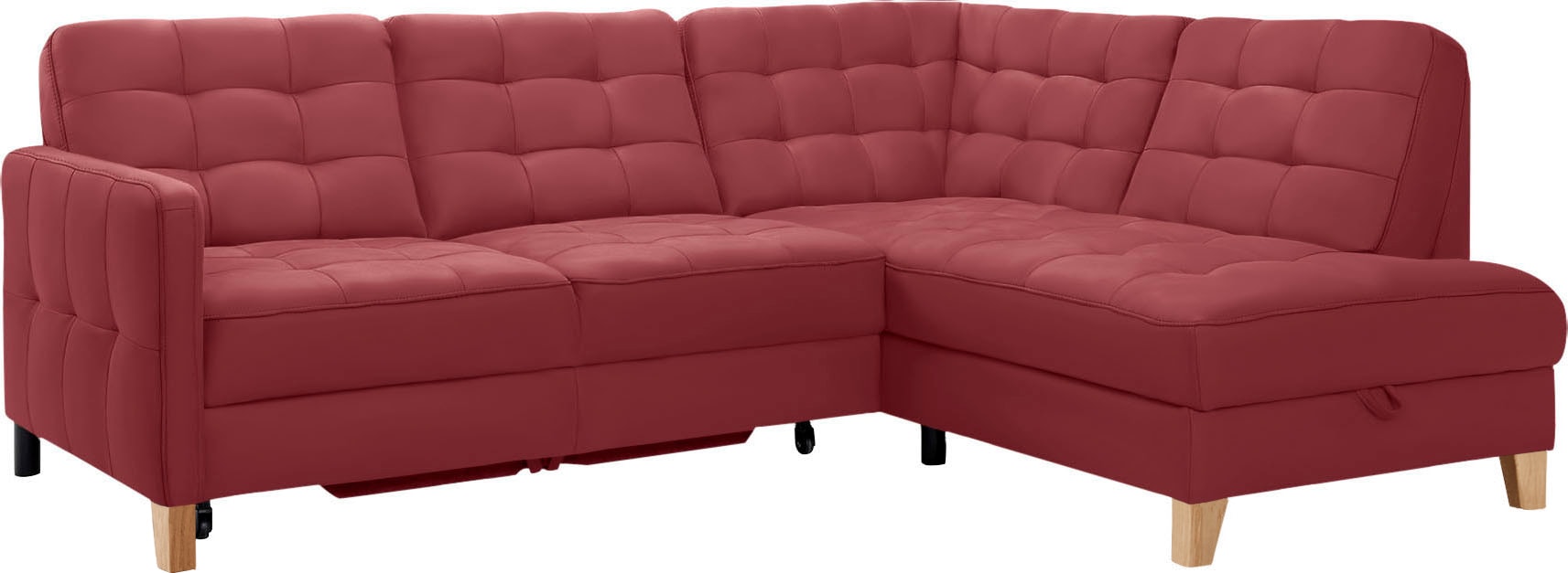 exxpo - sofa fashion Ecksofa "Elio, kompakt & bequem, zeitloses Design, Breite 228cm, L-Form" wahlweise mit Bettfunktion und Bettkasten
