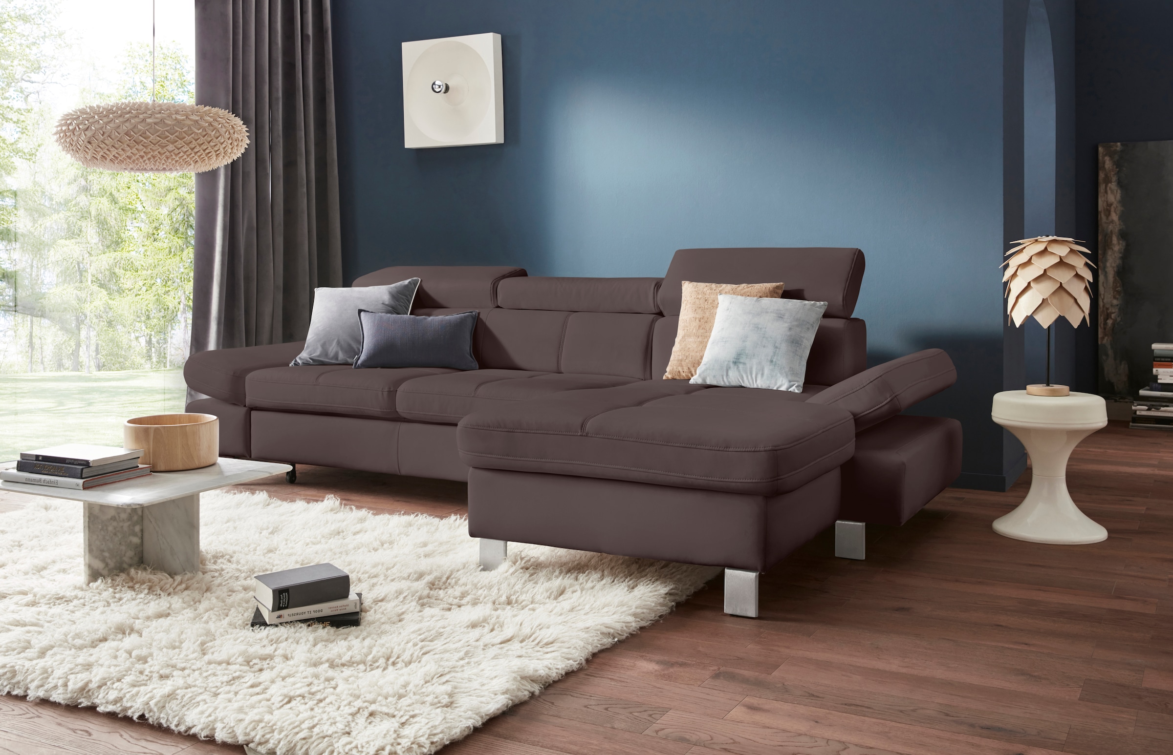 exxpo - sofa fashion Ecksofa "Fiji, hochwertige Detailverarbeitung, Breite 292cm, L-Form" bequem durch Kopf- und Armteilverstellung, wahlweise mit Bettfunktion