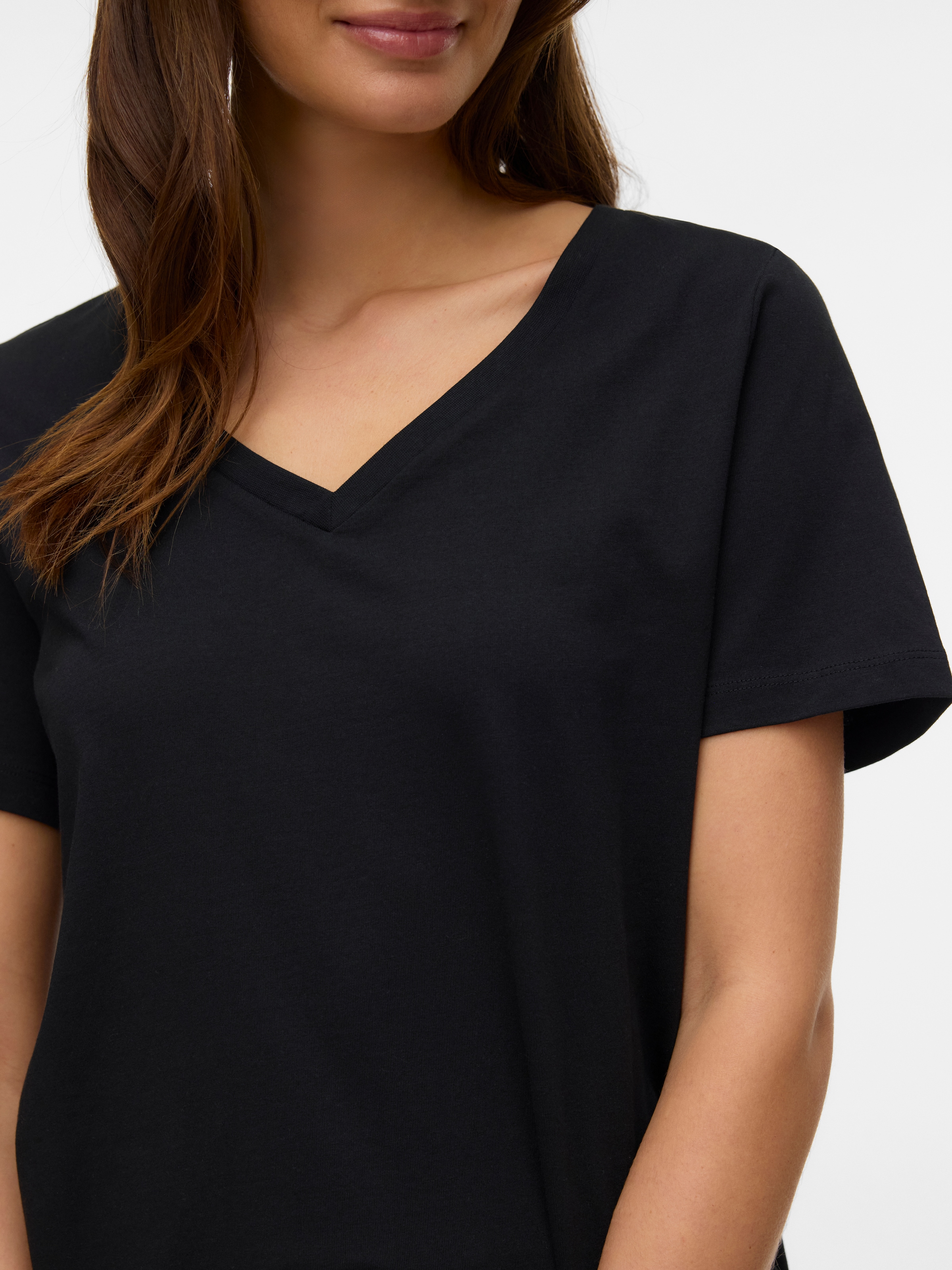 Vero Moda Kurzarmshirt "VMPAULINA SS V-NECK T-SHIRT JRS NOOS" Baumwolle