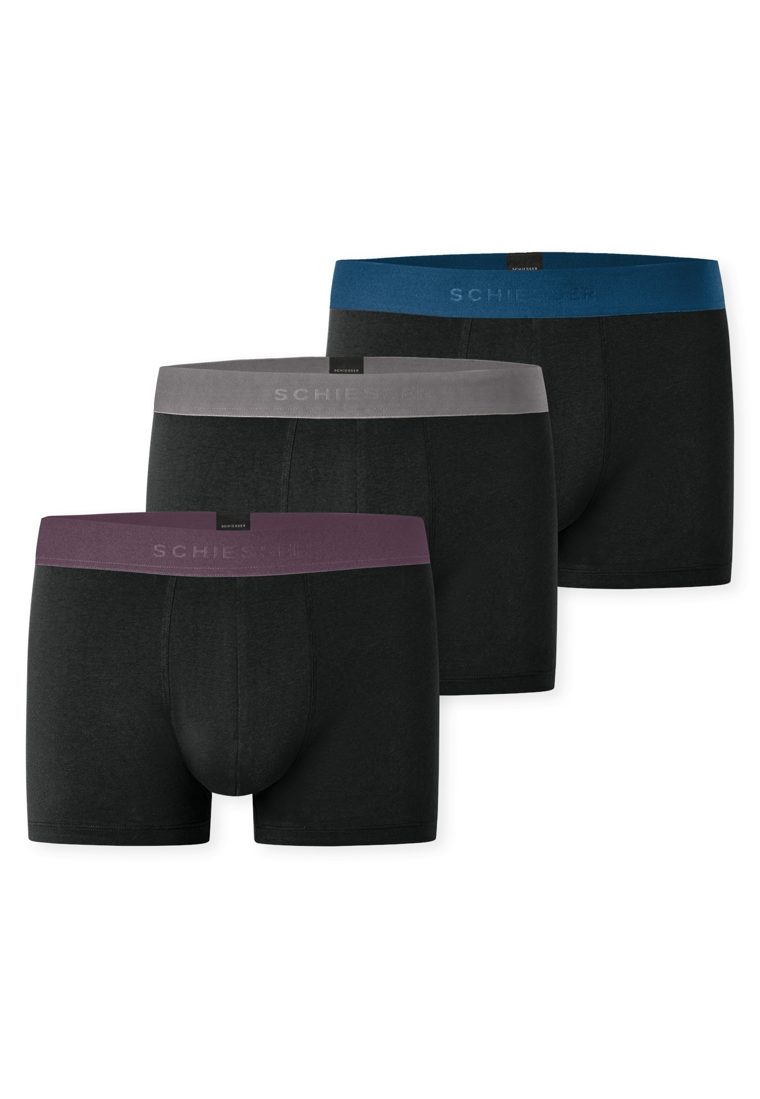 Schiesser Boxershorts »95/5 Multipacks« 3er Pack, mit farblich abgesetztem, sportlichem Logo-Webgummibund
