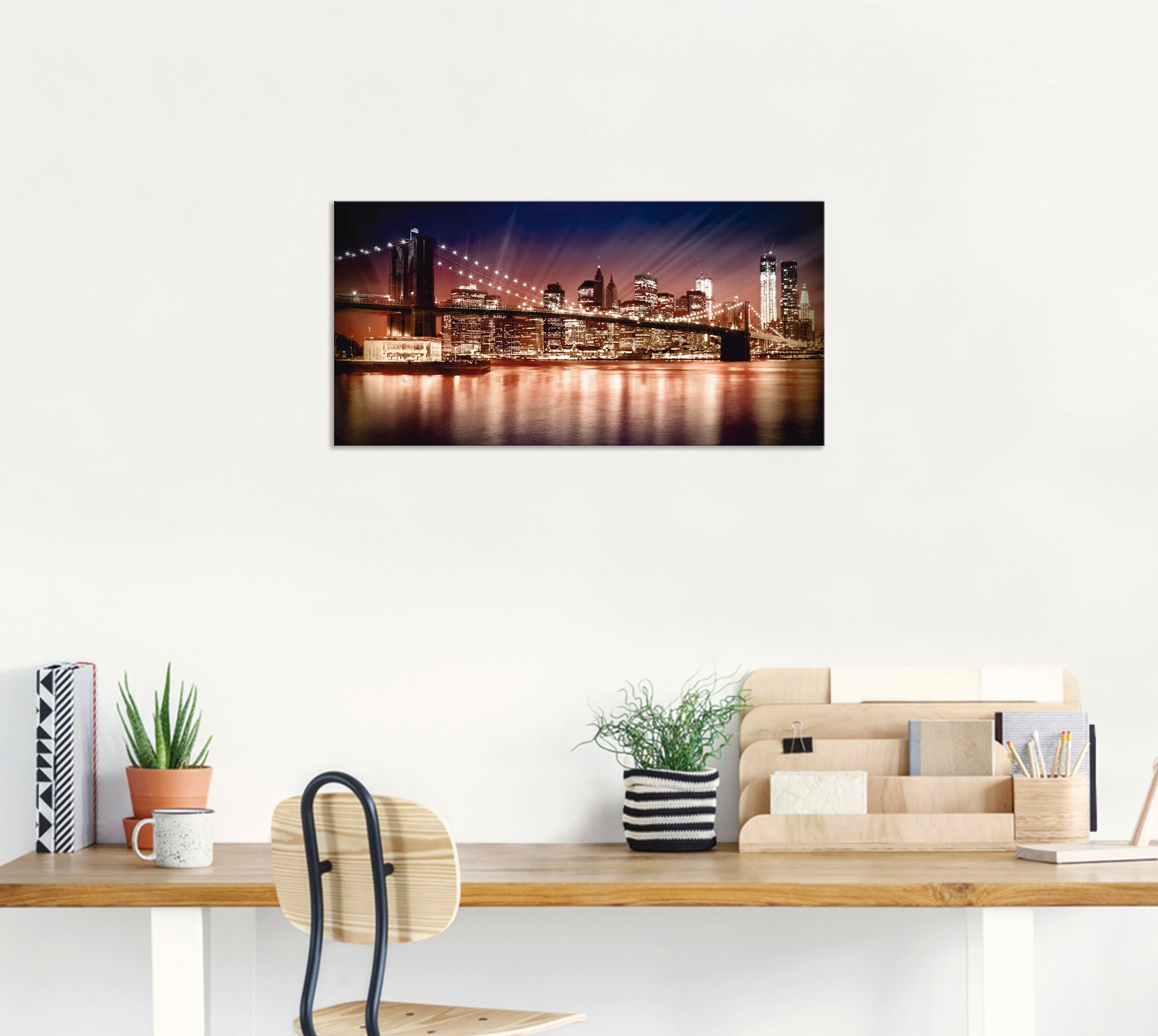 Artland Wandbild »Manhattan Sonnenuntergang«, Brücken, (1 St.), als Alubild, Leinwandbild, Wandaufkleber oder Poster in versch. Grössen