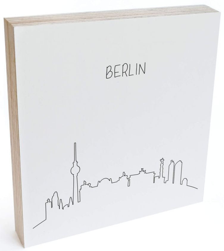 Wall-Art Holzbild »Tischdeko Berlin Jelmoli-Versand kaufen | online St.) Skyline (1 Outline«