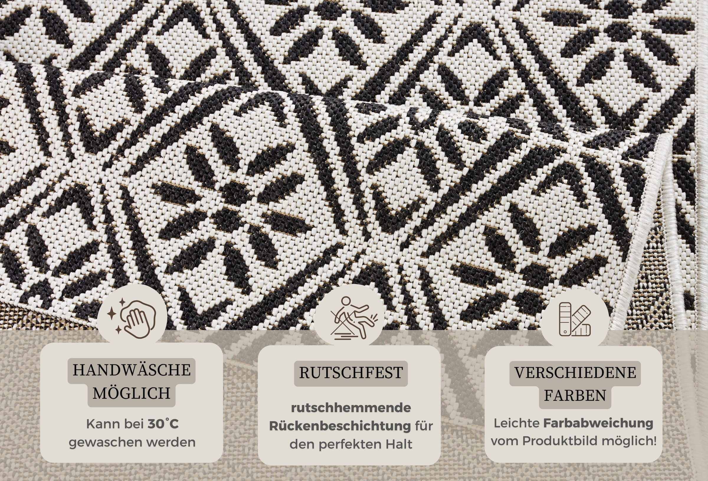 HANSE Home Läufer »Creation«, rechteckig, 8 mm Höhe, Teppichläufer, Küchenläufer, Teppich, Waschbar, Küche, Flur, Rauten