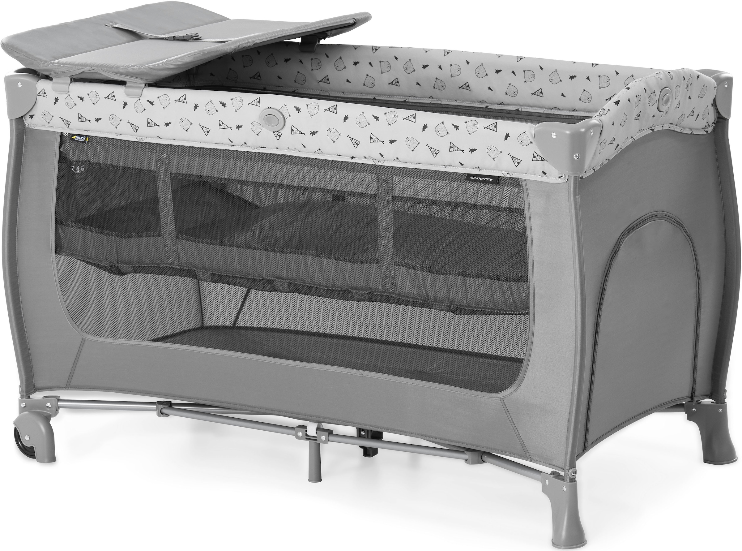 Hauck Baby-Reisebett »Sleep N Play, nordic grey«, (6 tlg.), inkl. Transporttasche