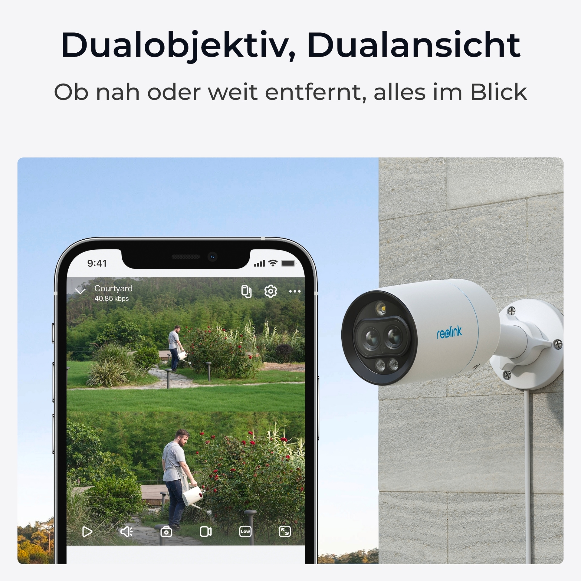Reolink Überwachungskamera »P330M - 4K Dual-Objektiv Überwachungskamera Aussen mit Farbnachtsicht«, Aussenbereich, PoE, Weitwinkel- und Nahansicht, Personen-/Fahrzeug-/Tiererkennung